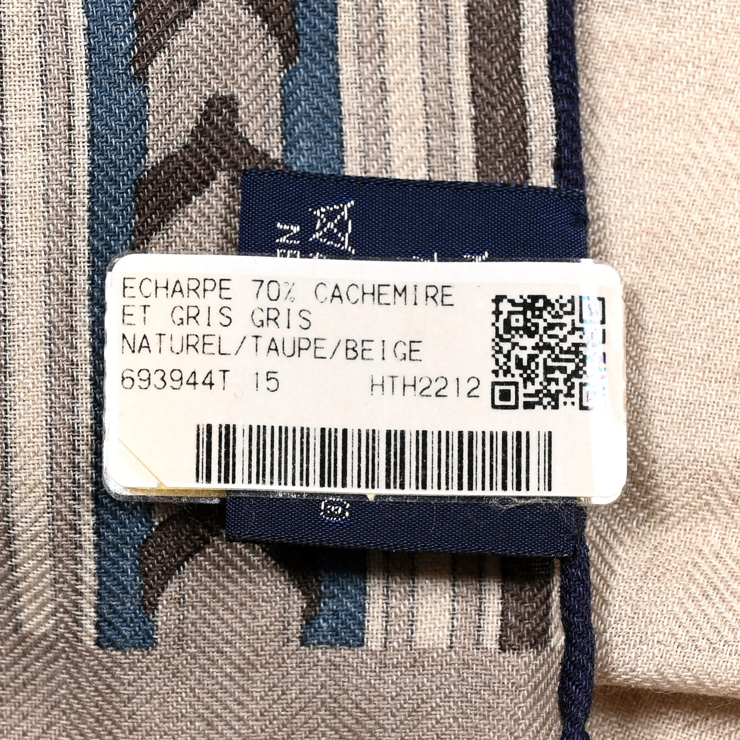 Cashmere Silk Et Gris Gris Rectangle Scarf Naturel Taupe Beige - Image 3
