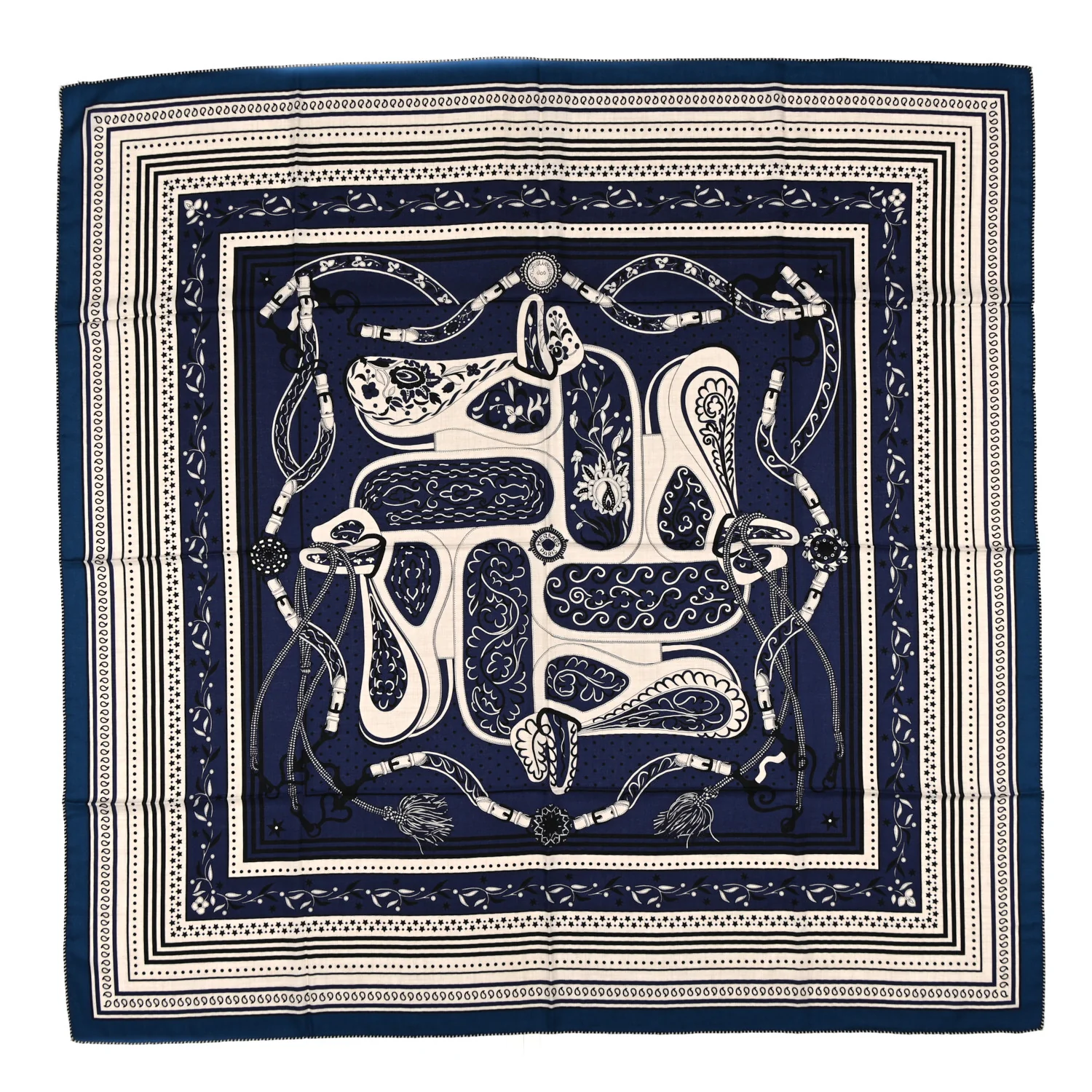 Cashmere Silk Festival Des Amazones Shawl 140 Marine Naturel Black
