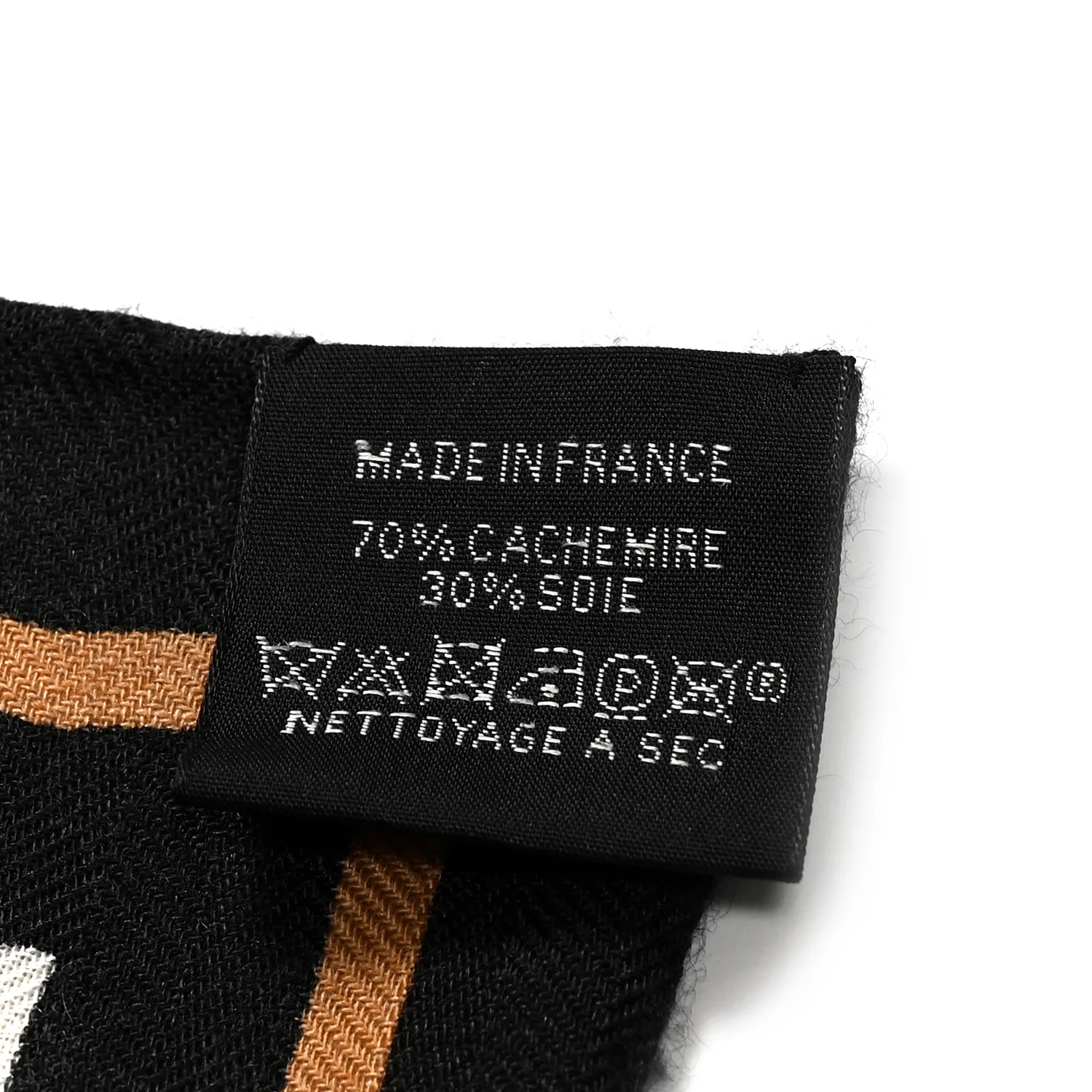 Cashmere Silk La Promenade du Matin Bandana Shawl 140 Black Noisette Gold - Image 3