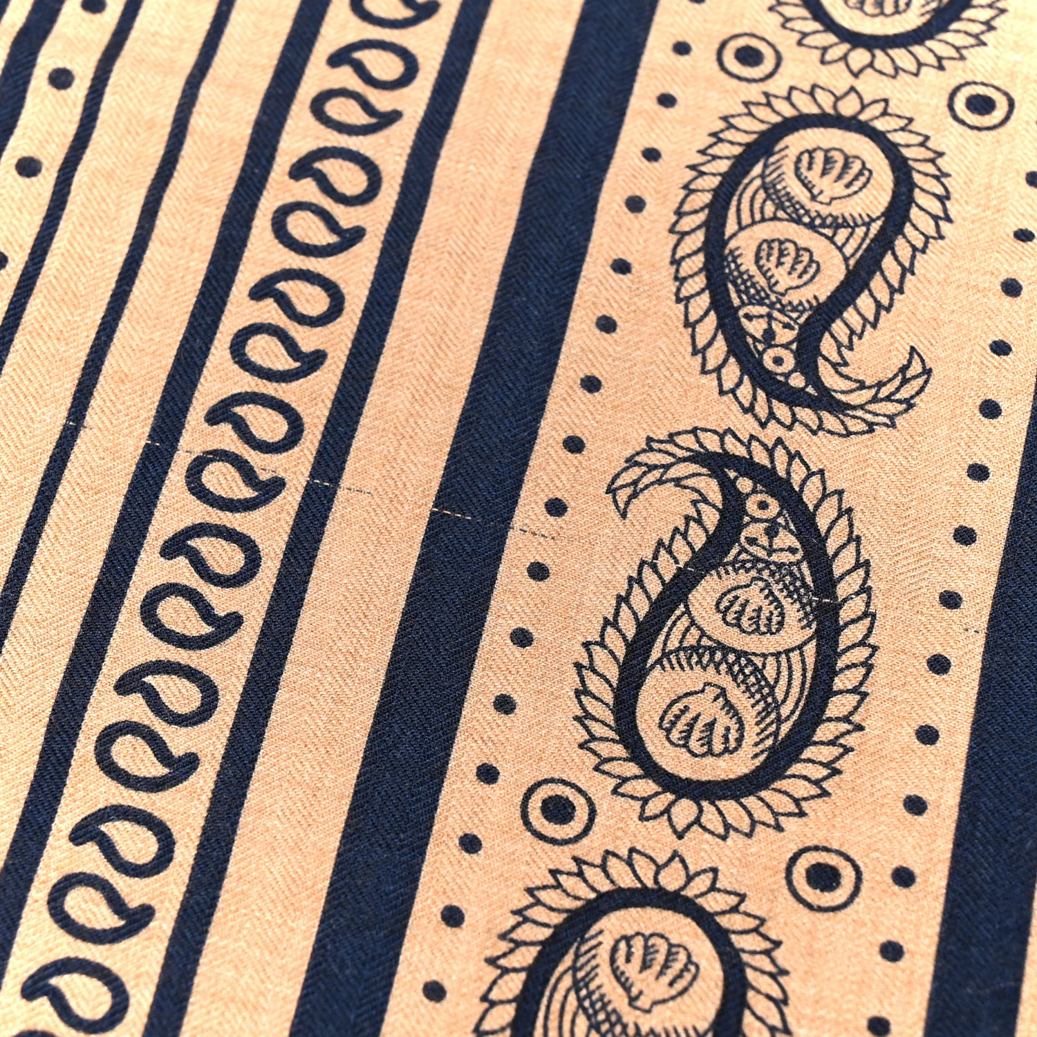 Cashmere Silk Tatouages Marins Bandana Shawl 140 Caramel Marine - Image 4