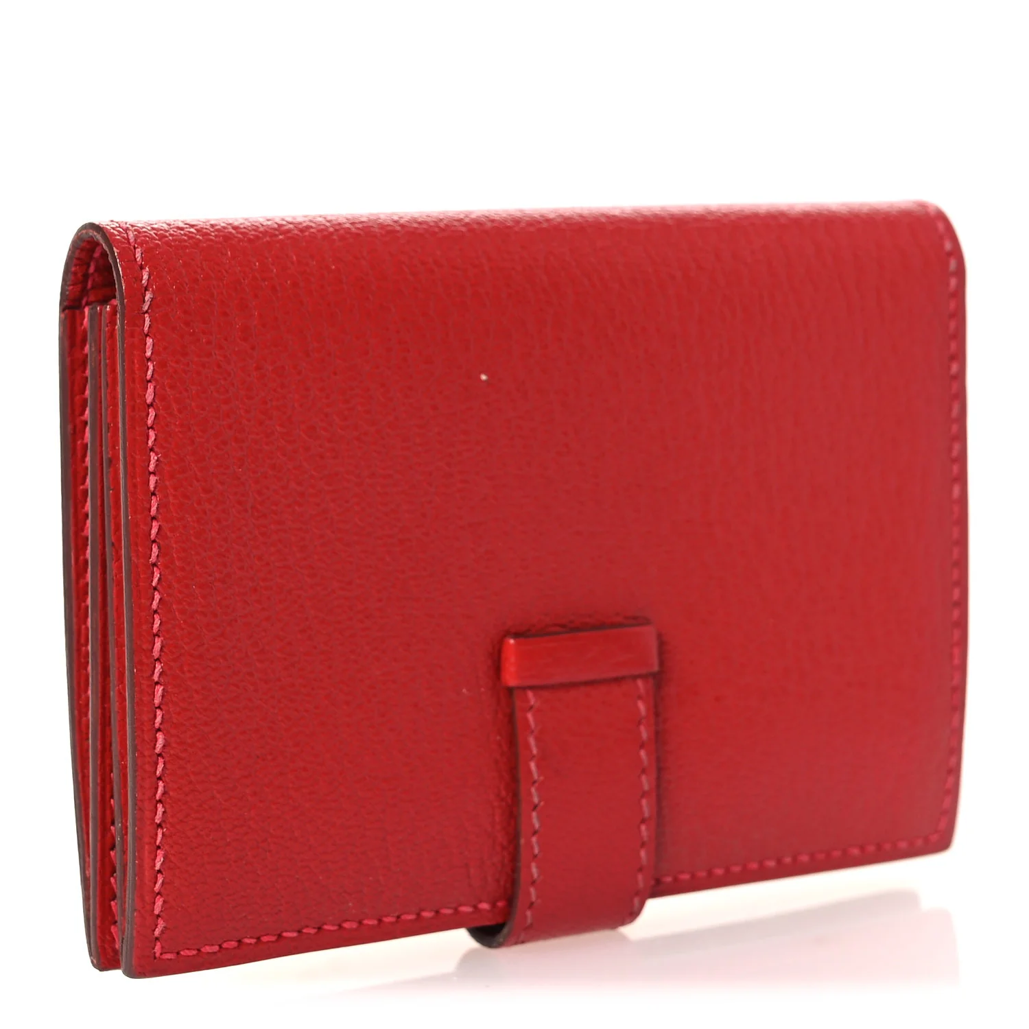 Chevre Mysore Bearn Card Holder Wallet Rouge Casaque - Image 3