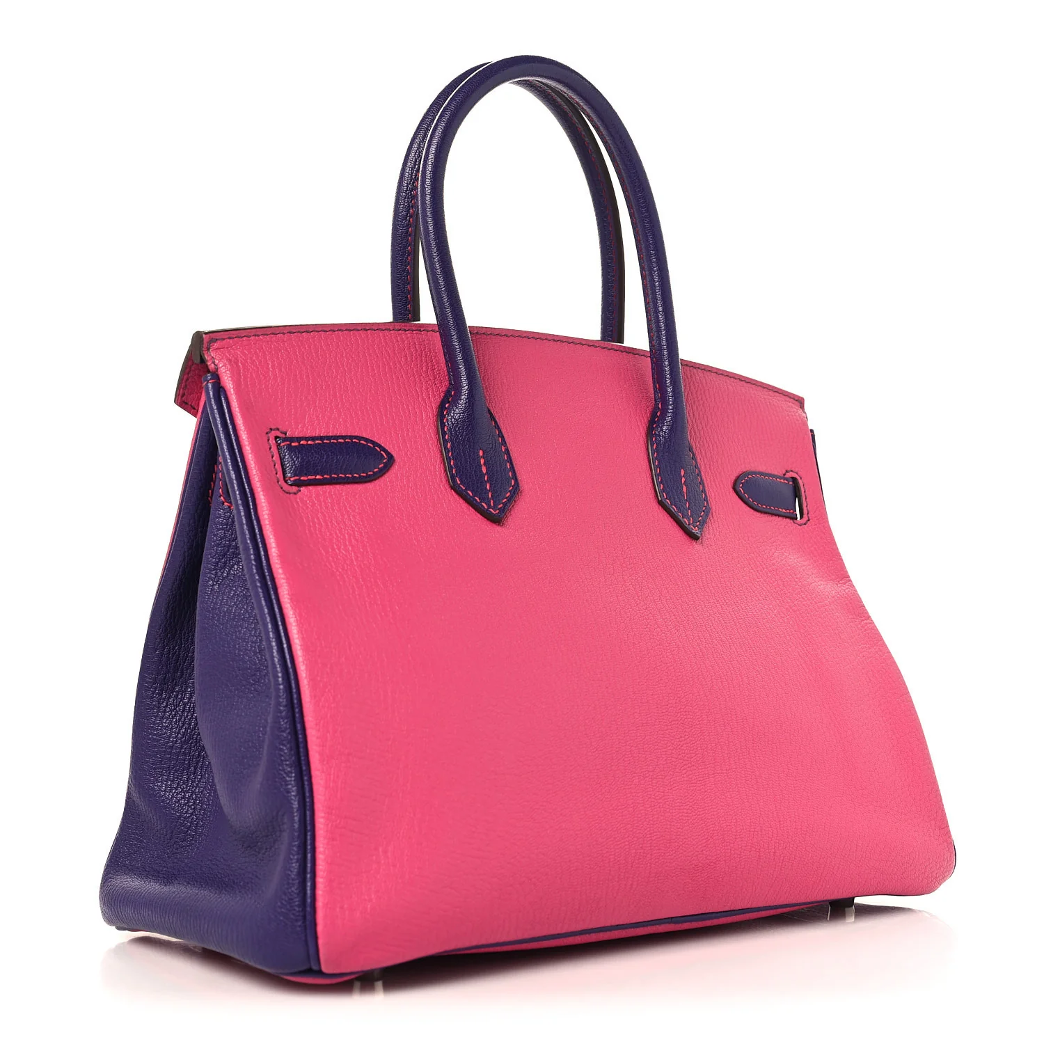 Chevre Mysore Horseshoe Birkin 30 Rose Shocking Iris - Image 3