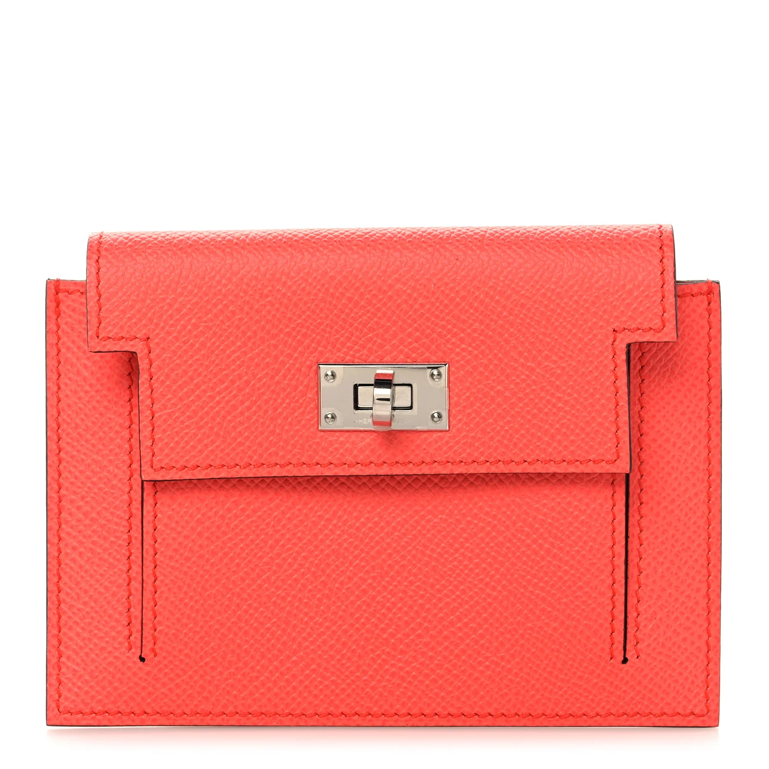 Chevre Mysore Kelly Pocket Compact Wallet Rose Texas