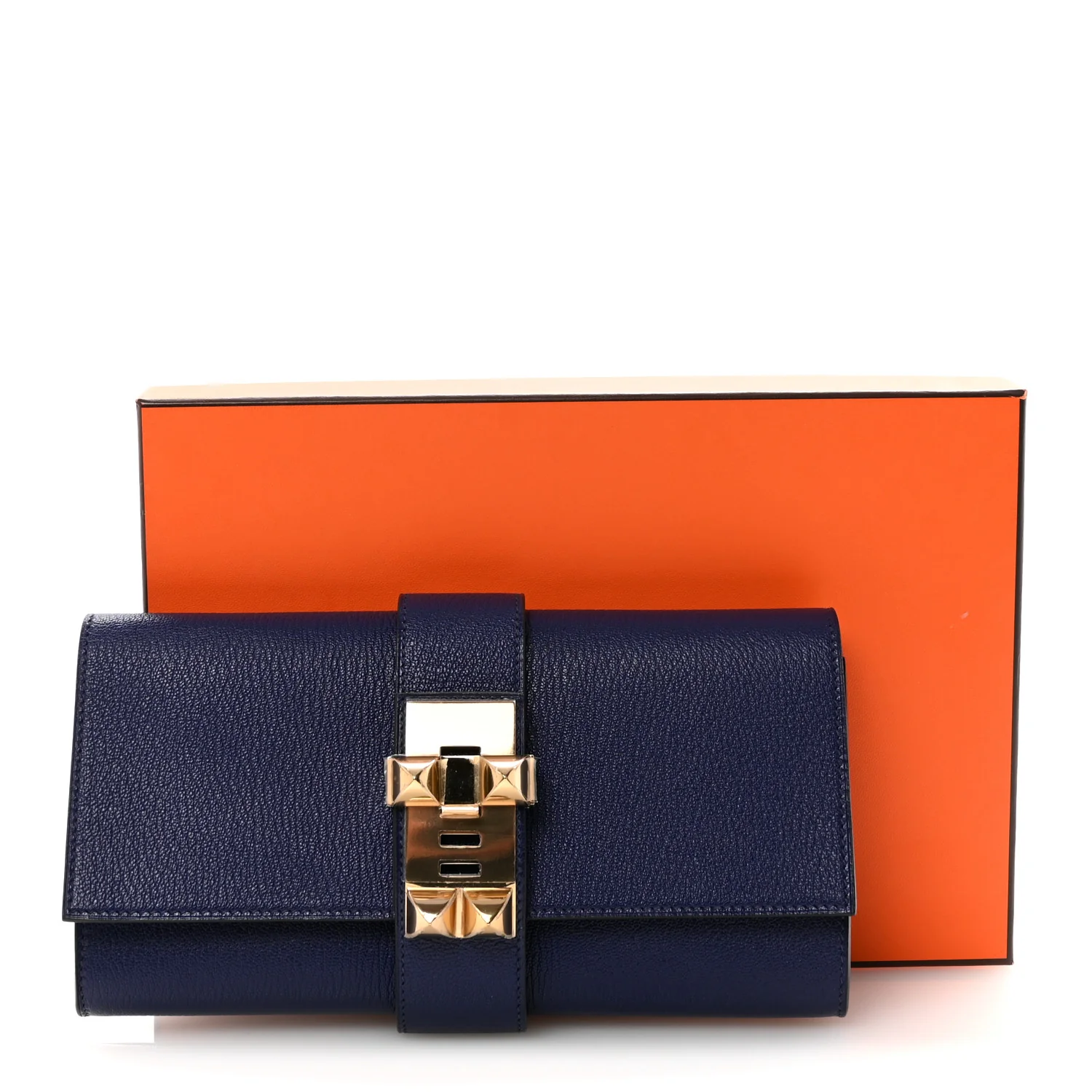 Chevre Mysore Medor 23 Clutch Bleu Encre - Image 10