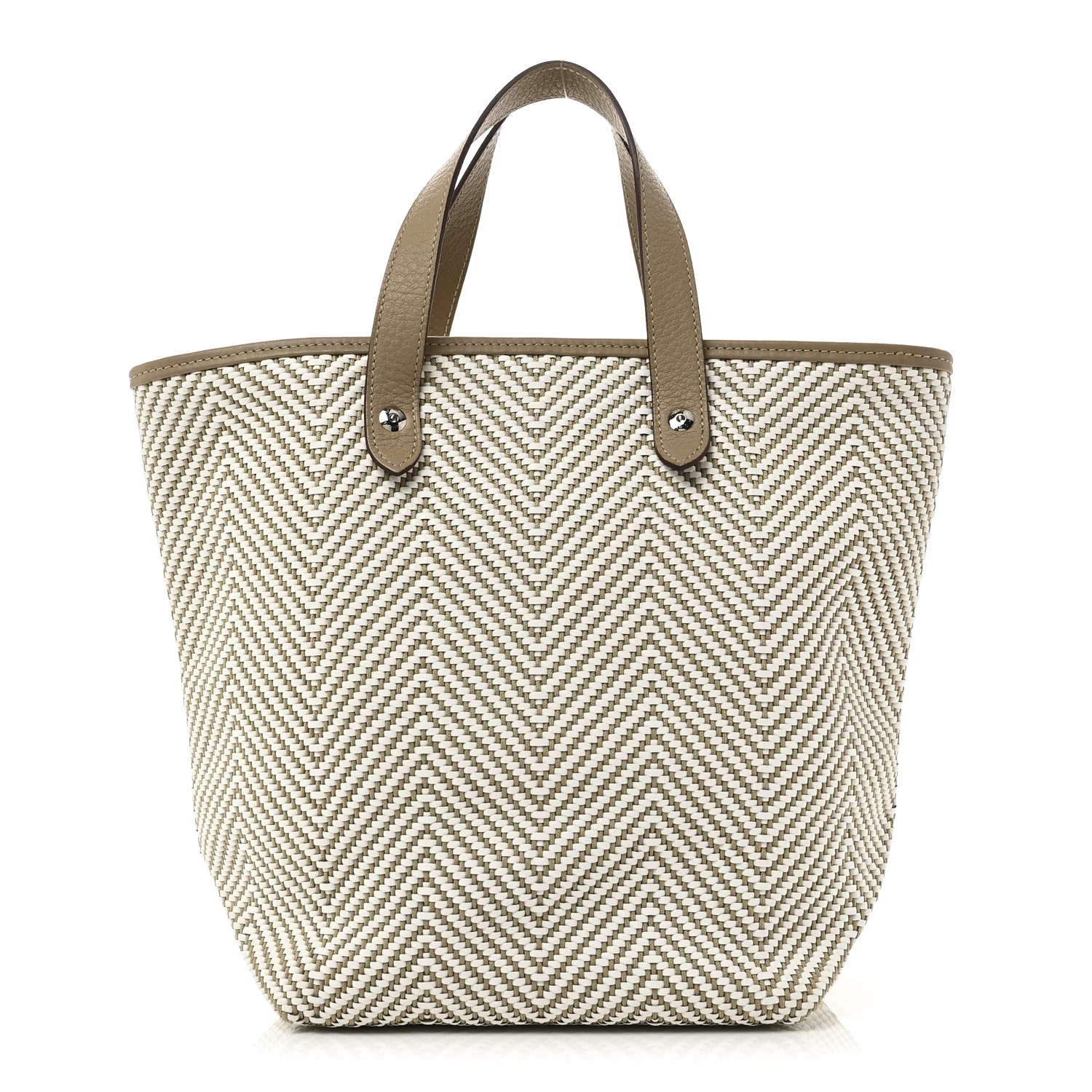 Chevron Herringbone Canvas Chennai PM Tote Etoupe