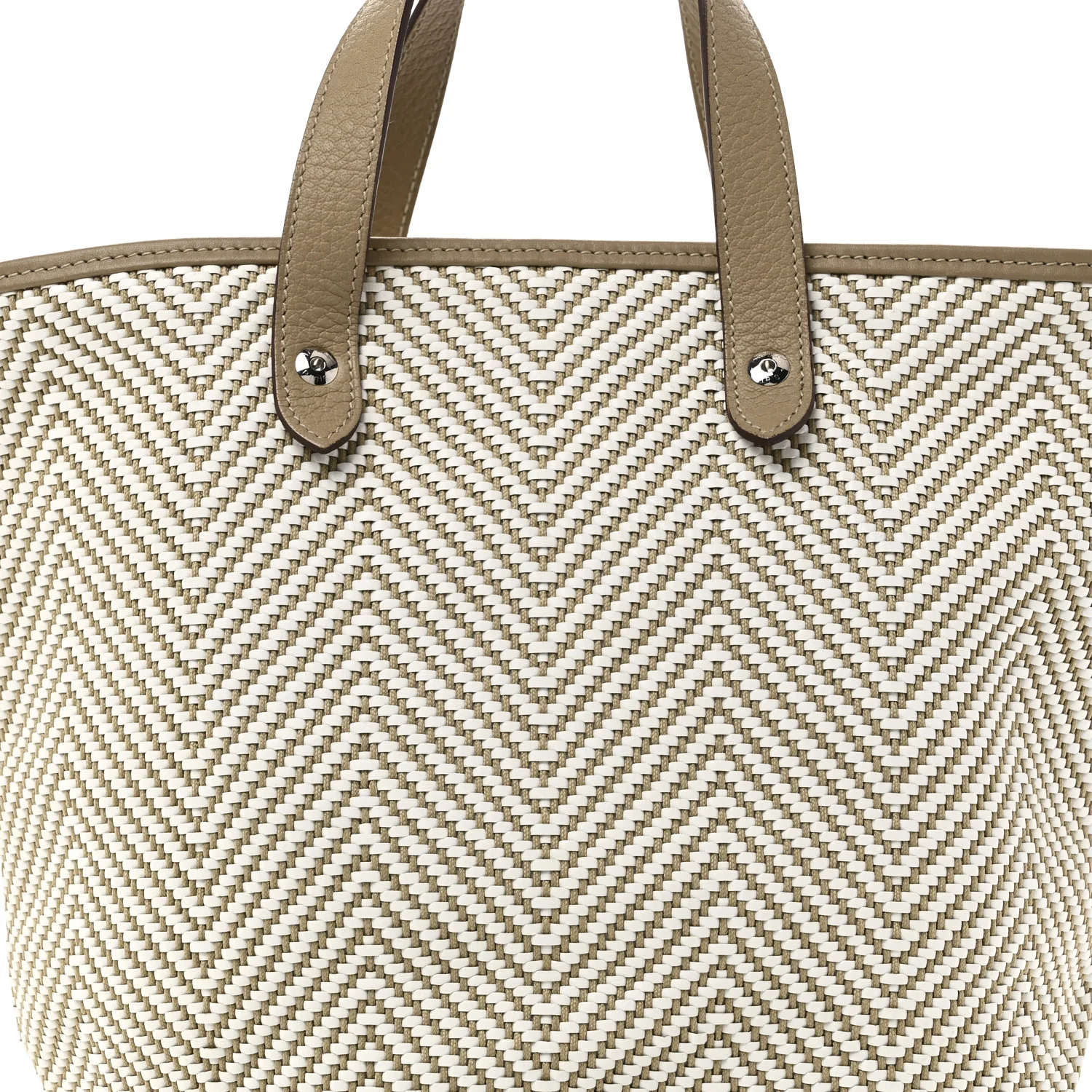 Chevron Herringbone Canvas Chennai PM Tote Etoupe - Image 7