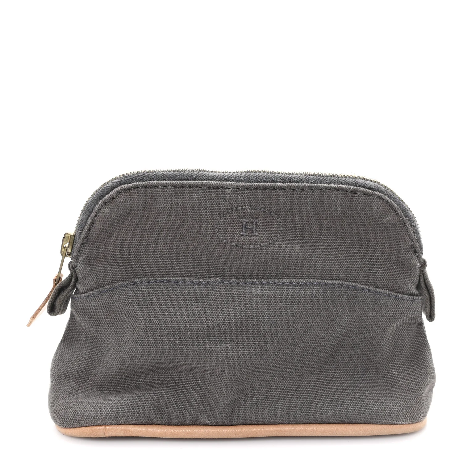 Cotton Canvas Mini Bolide Travel Cosmetic Pouch Gris