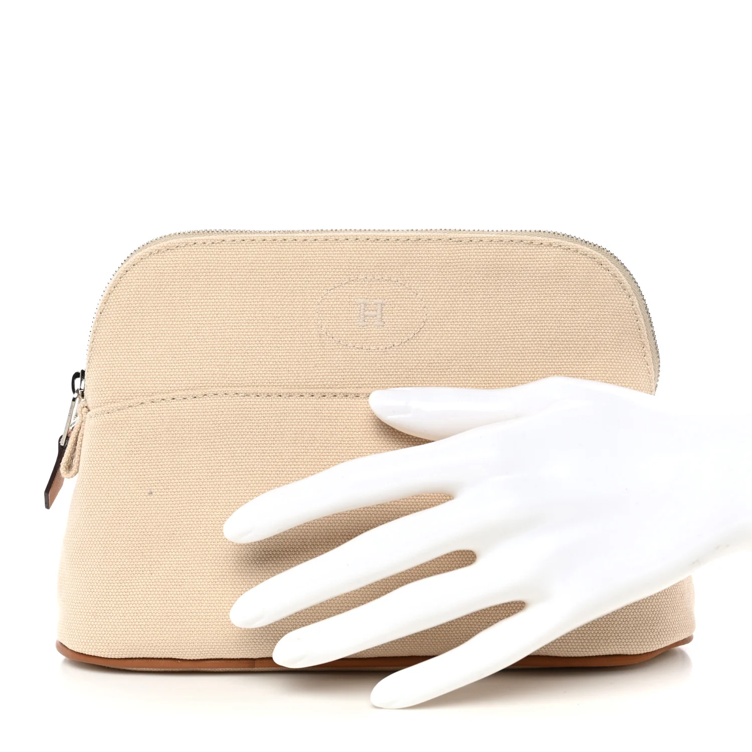 Cotton Canvas Mini Bolide Travel Cosmetic Pouch Naturel - Image 2