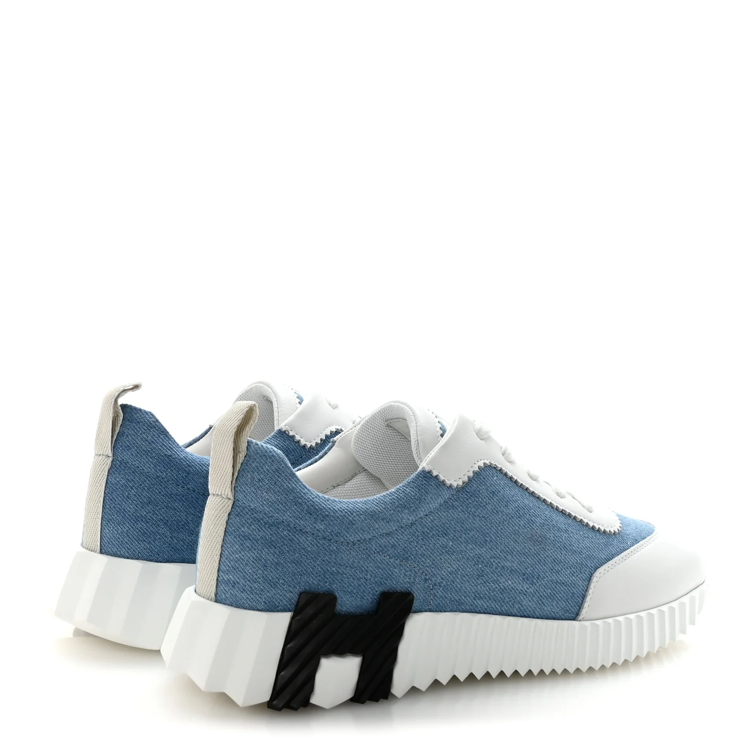 Denim Calfskin Bouncing Sneakers 37.5 Bleu Clair White - Image 5