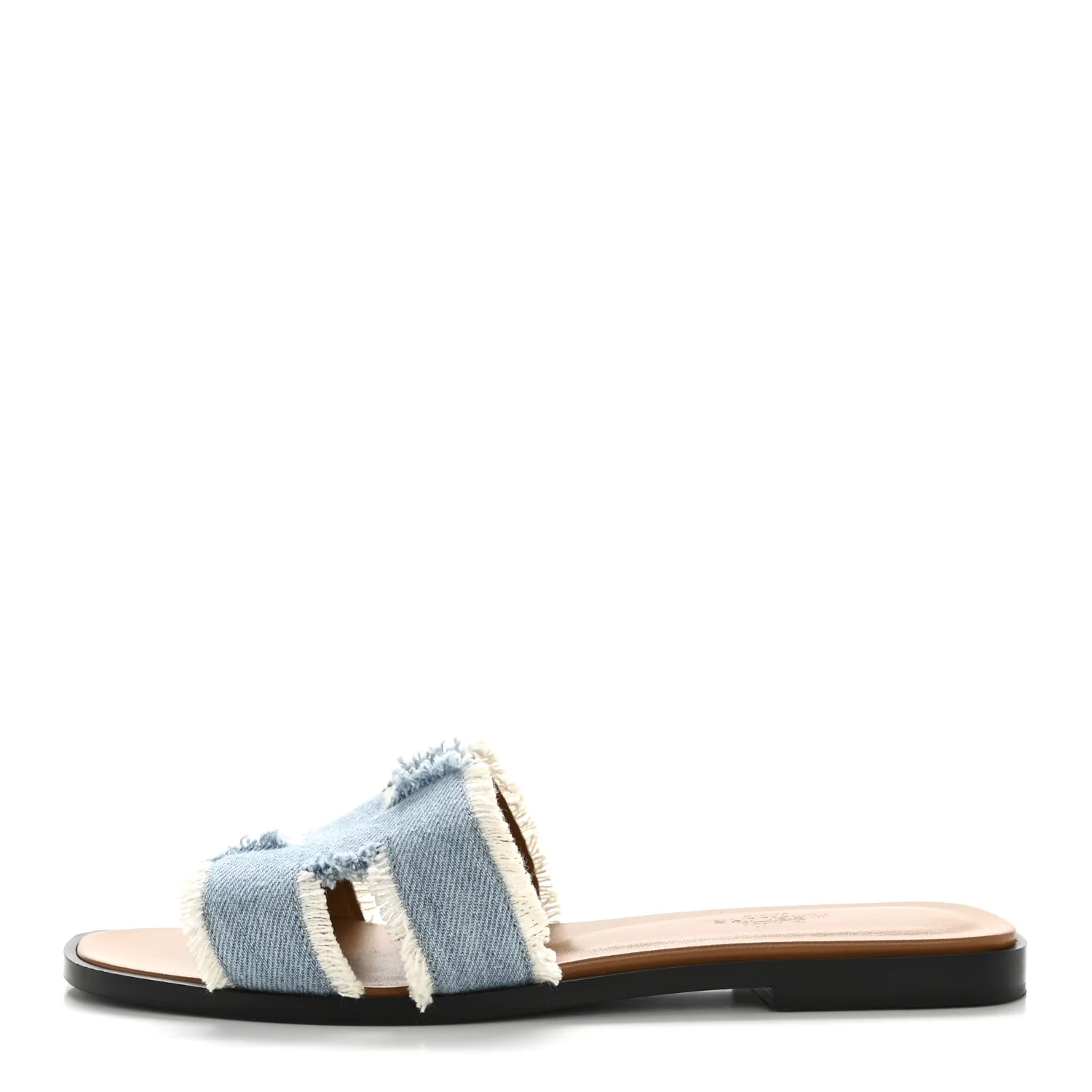 Denim Oran Fringe Sandals 37 Bleu Clair