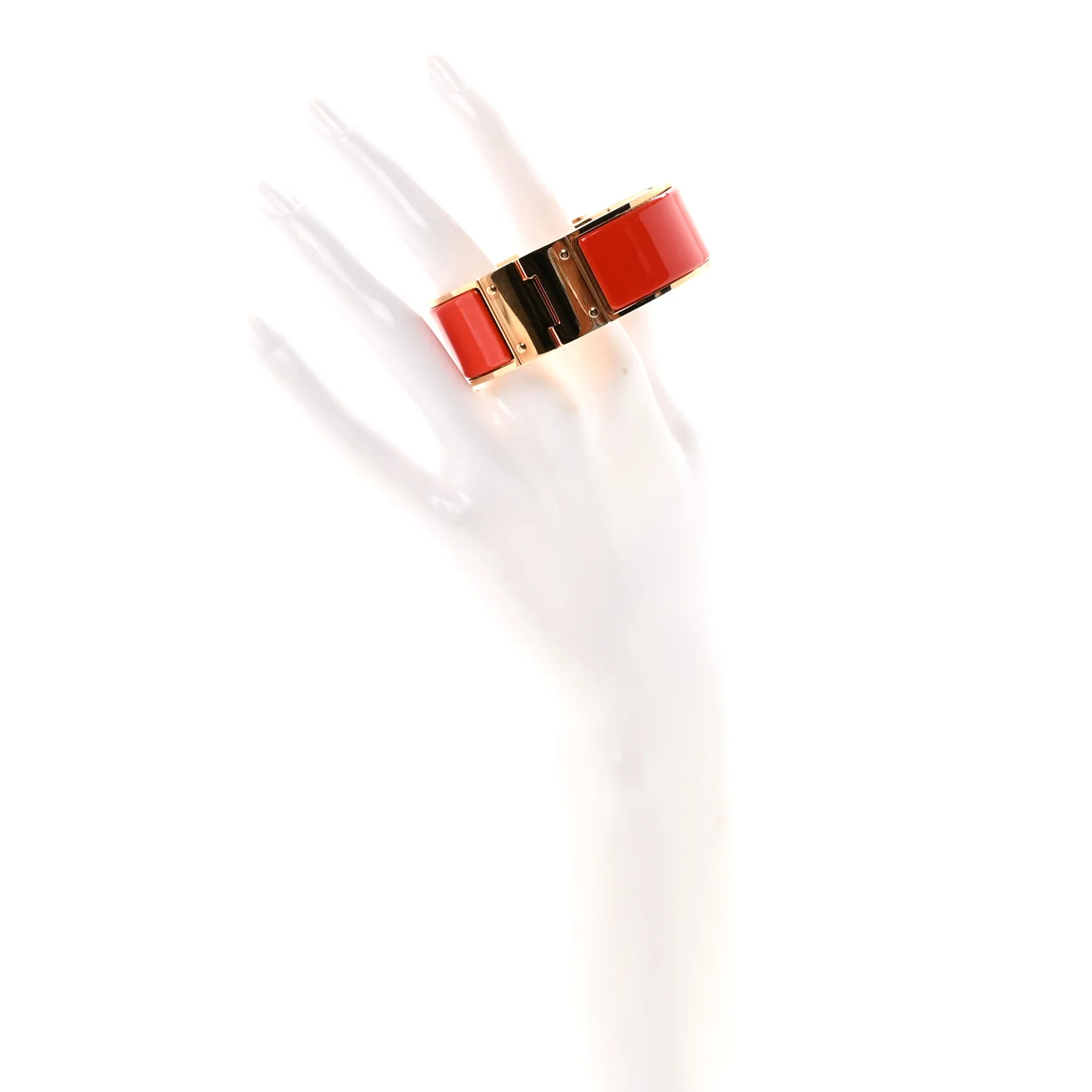 Enamel Charniere Uni Wide Hinged Bracelet L Rouge Vermillon - Image 2