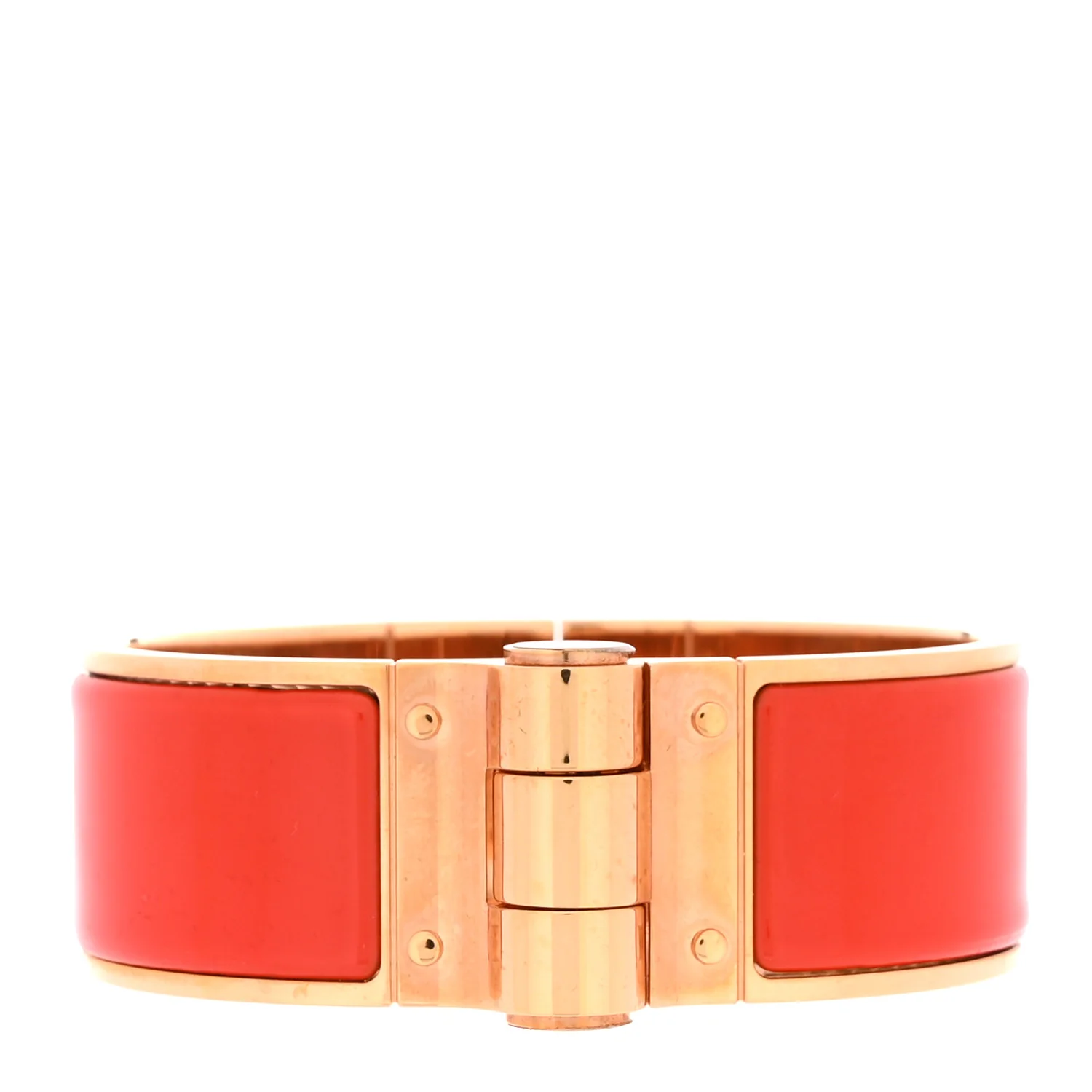 Enamel Charniere Uni Wide Hinged Bracelet L Rouge Vermillon - Image 3