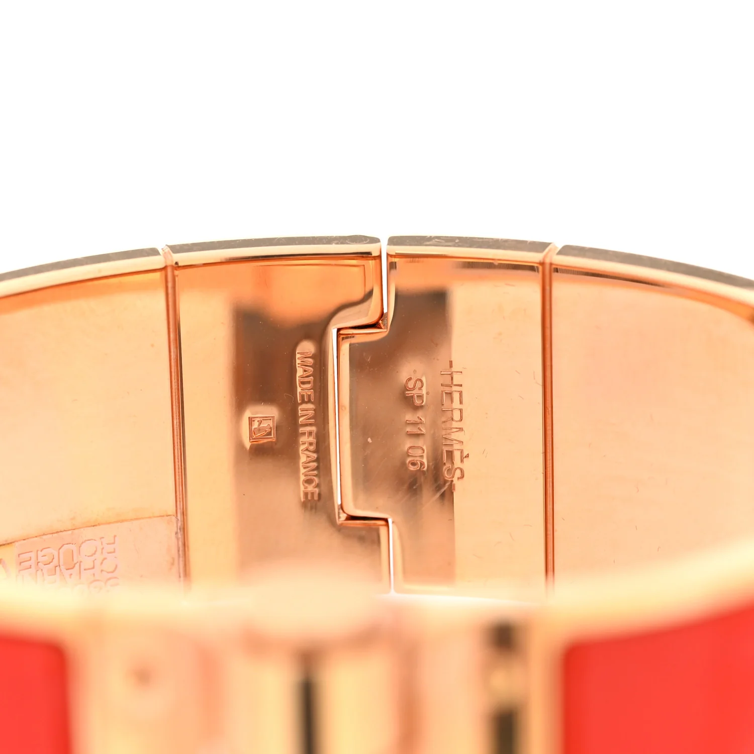 Enamel Charniere Uni Wide Hinged Bracelet L Rouge Vermillon - Image 4