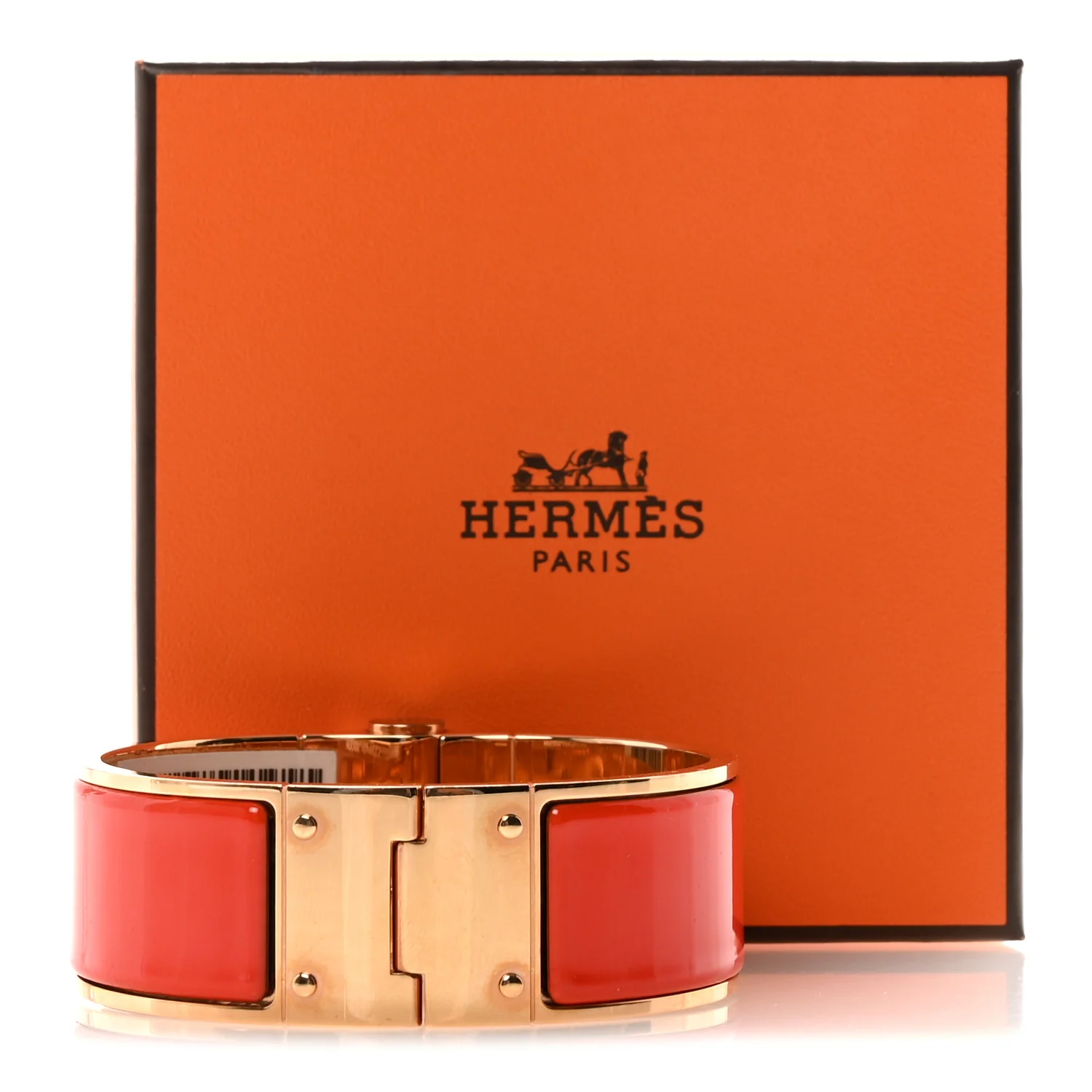 Enamel Charniere Uni Wide Hinged Bracelet L Rouge Vermillon - Image 5