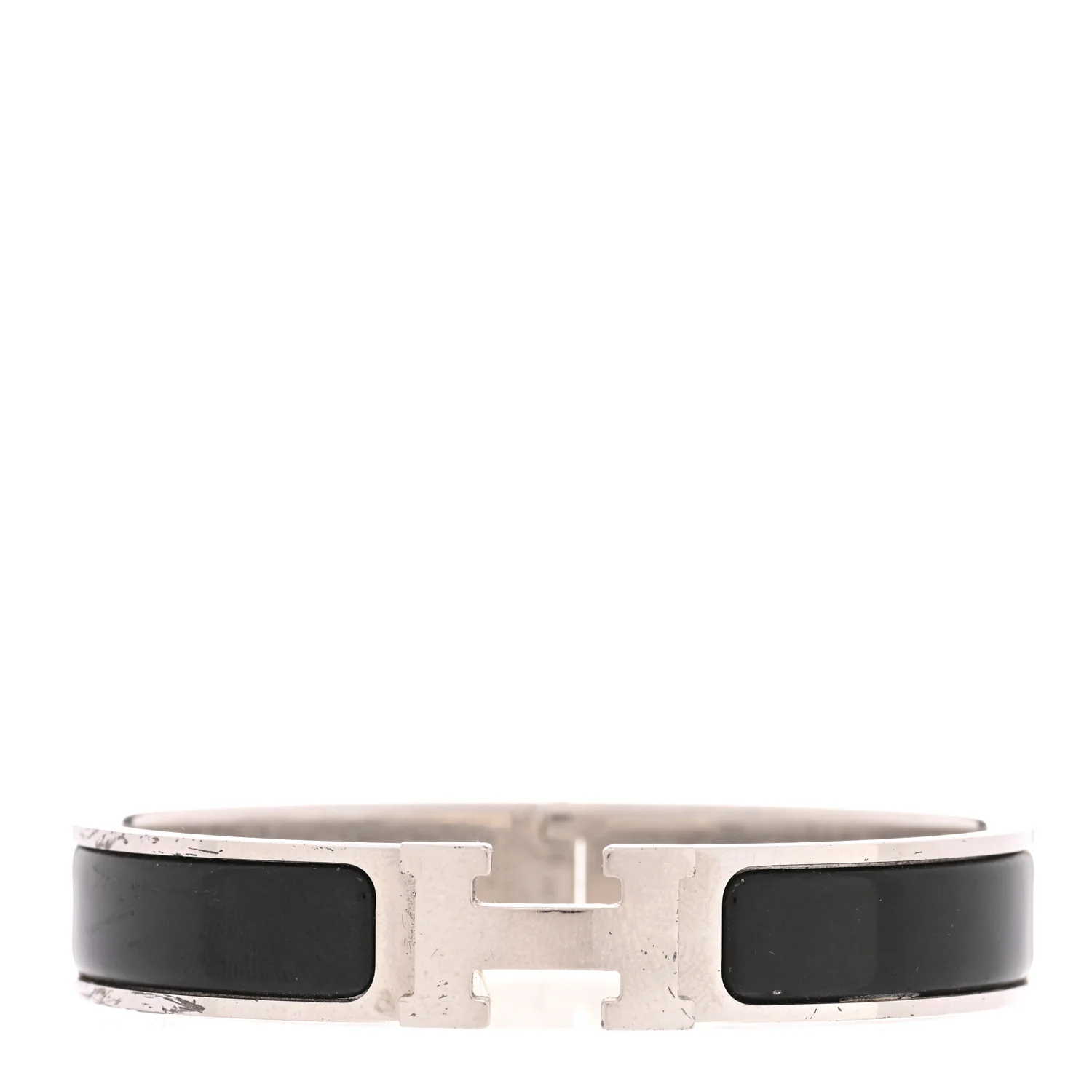 Enamel Narrow Clic Clac H Bracelet GM Black