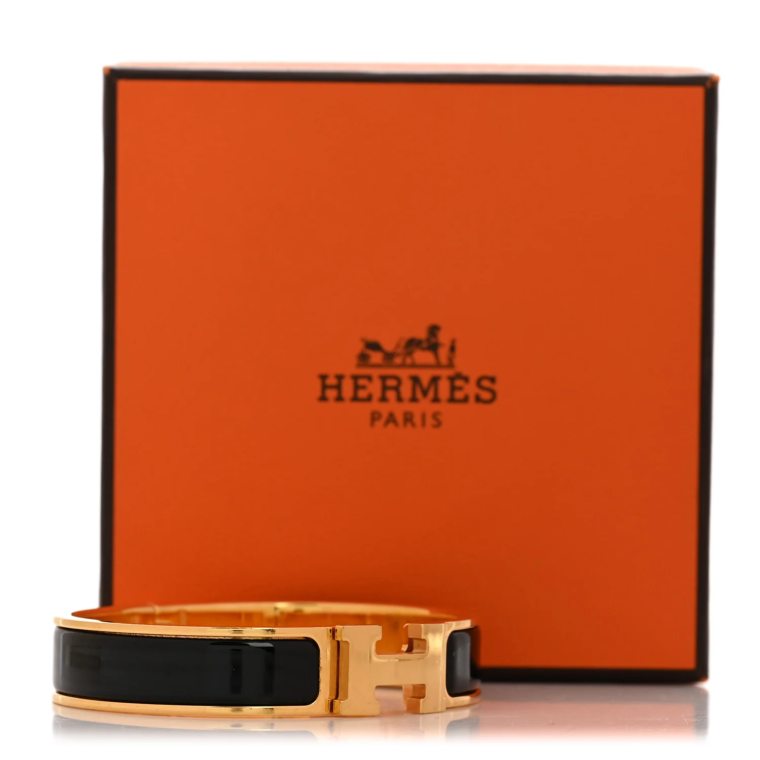 Enamel Narrow Clic Clac H Bracelet GM Black - Image 6