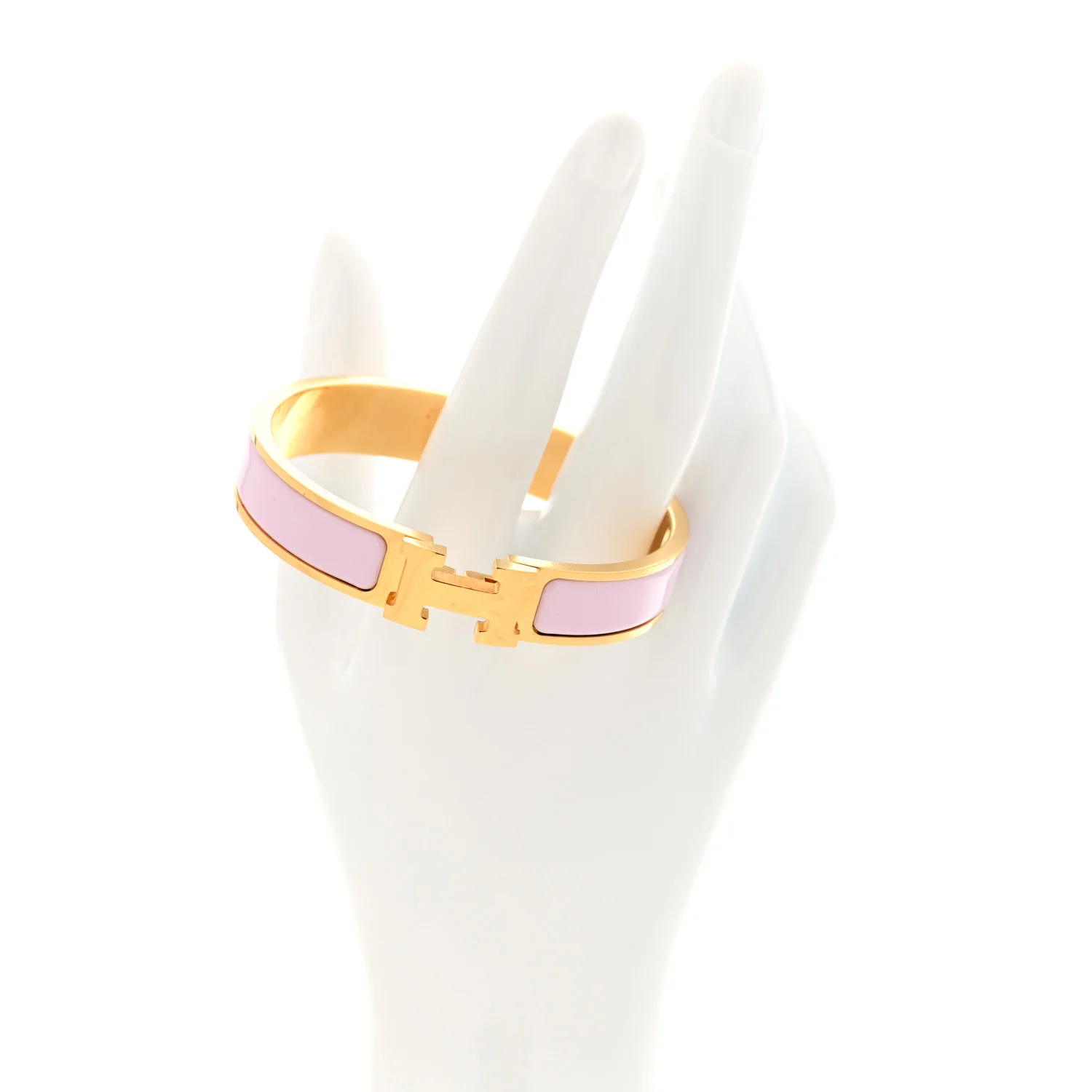 Enamel Narrow Clic Clac H Bracelet GM Rose Dragee - Image 2