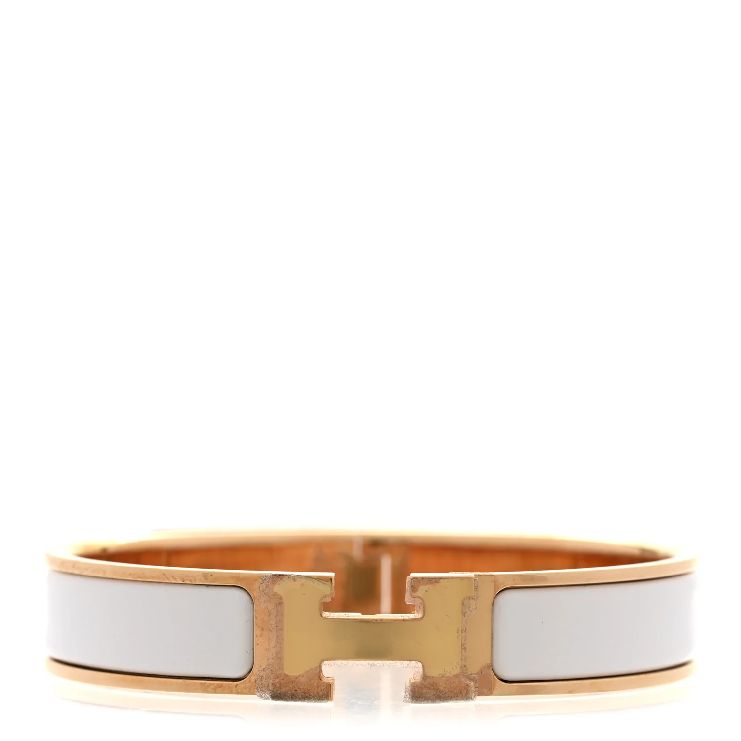 Enamel Narrow Clic Clac H Bracelet GM White