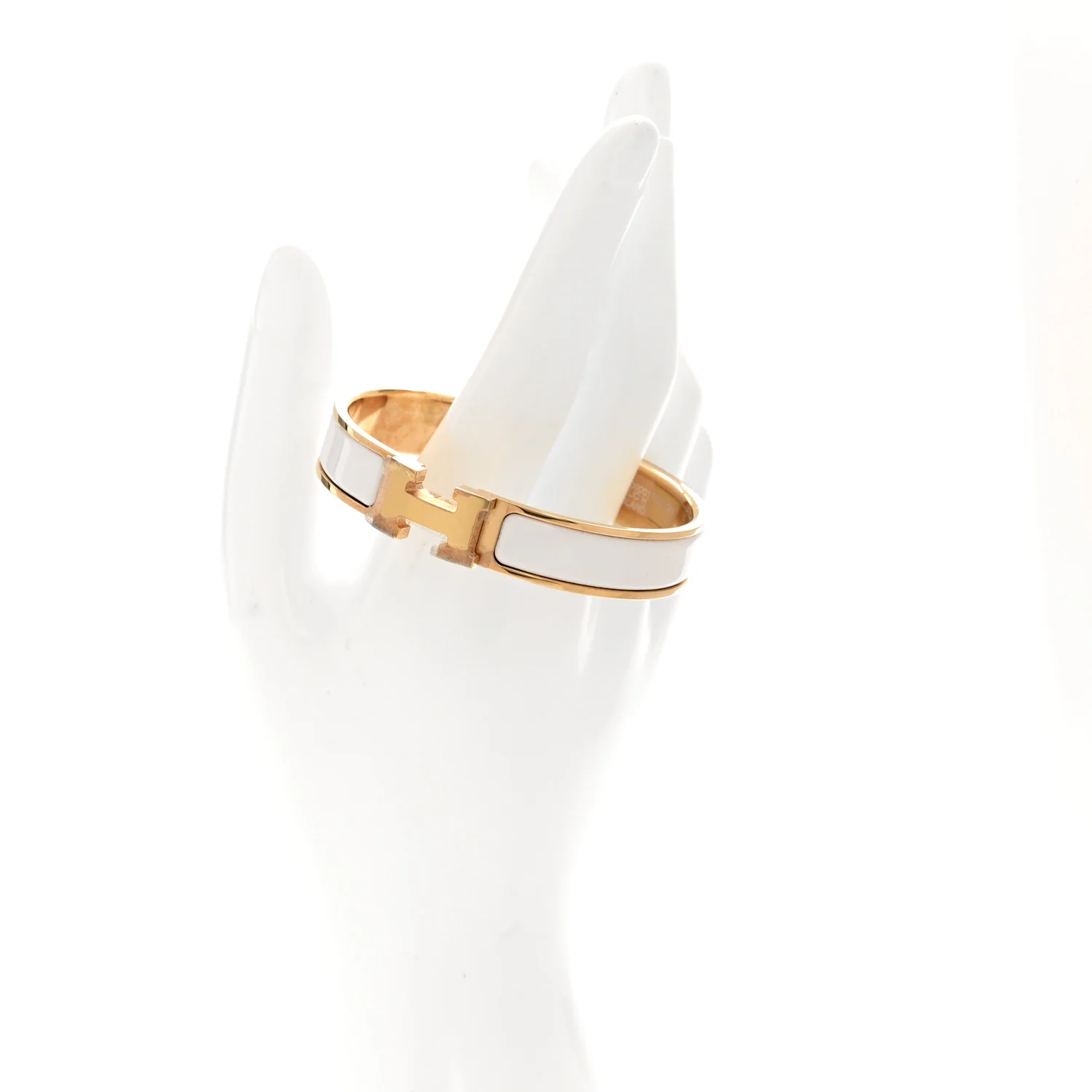 Enamel Narrow Clic Clac H Bracelet GM White - Image 2