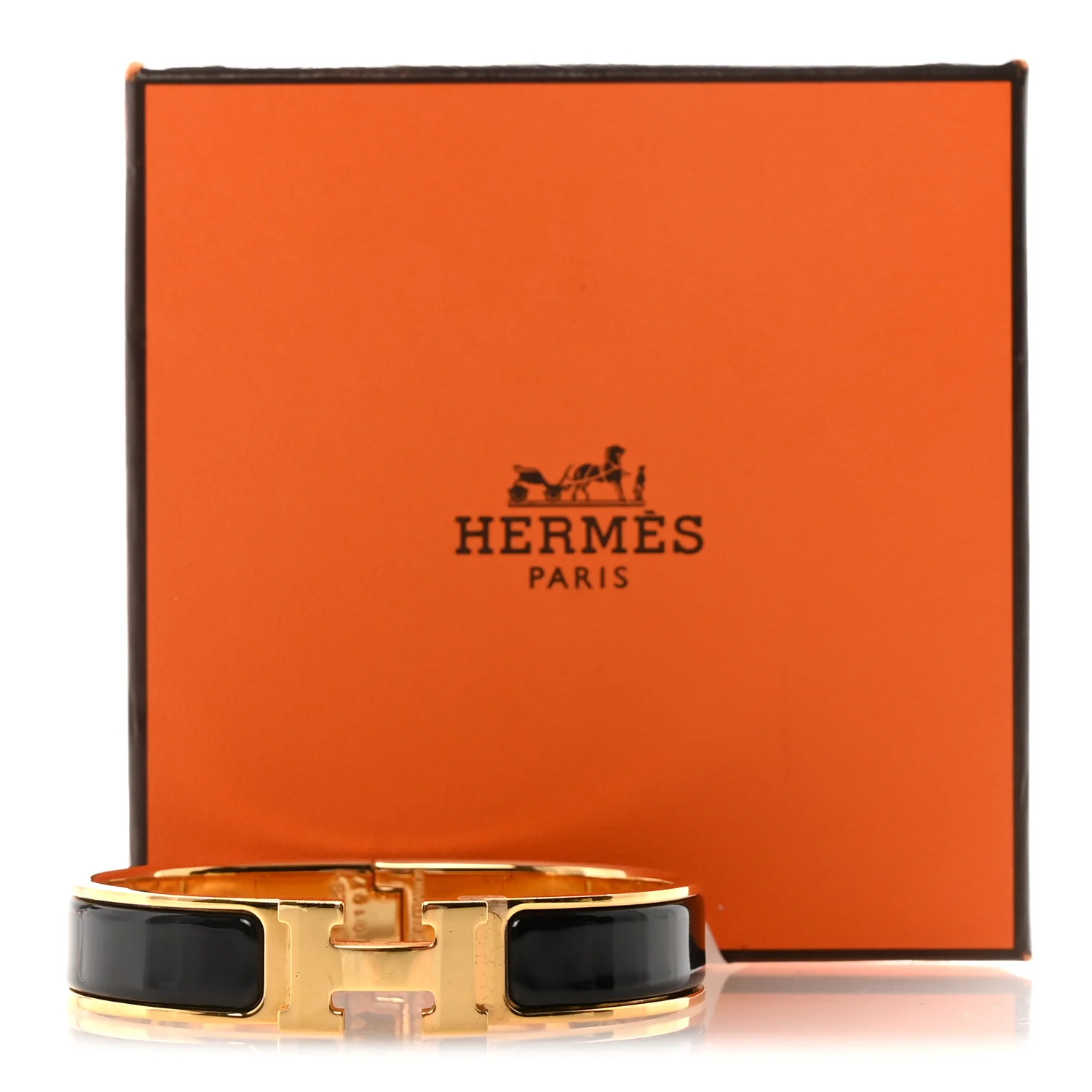 Enamel Narrow Clic Clac H Bracelet PM Black - Image 5