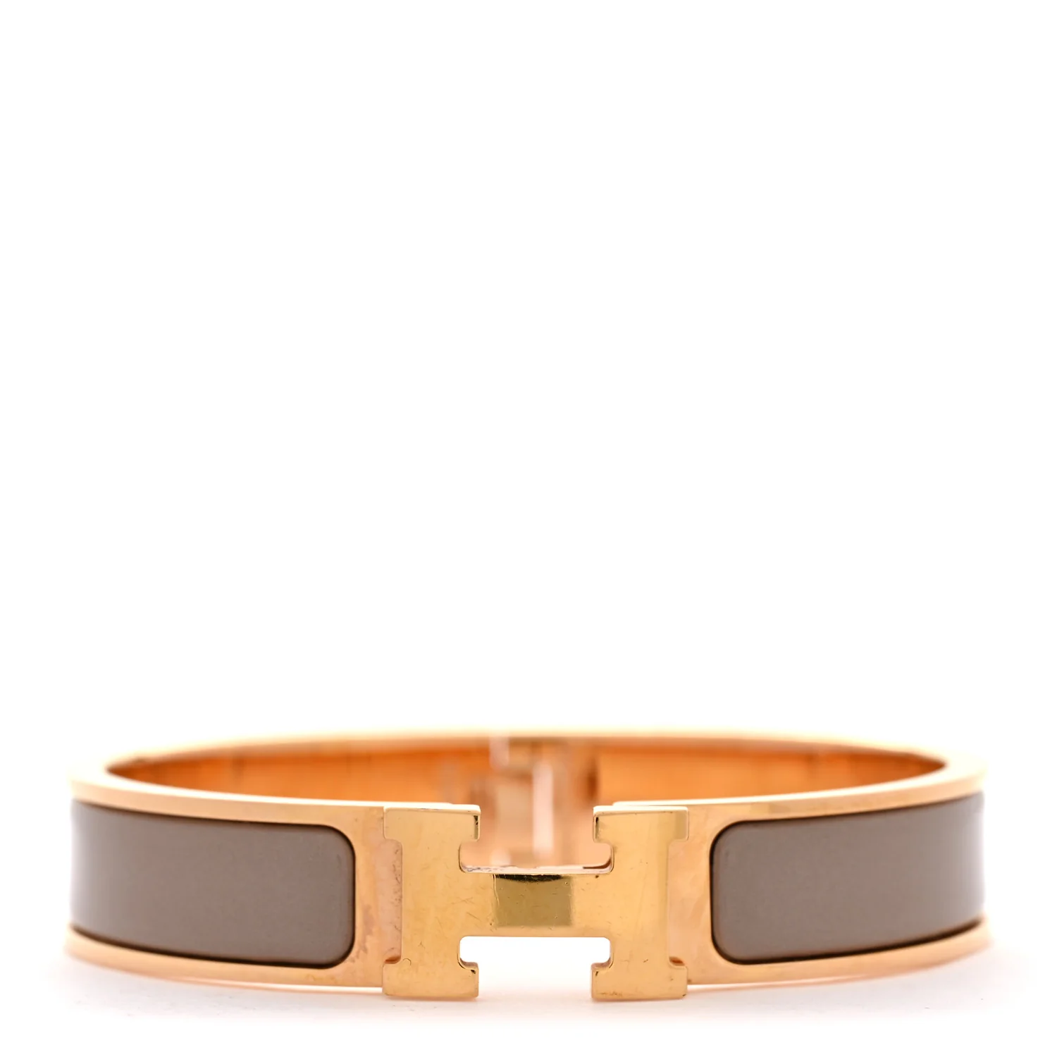 Enamel Narrow Clic Clac H Bracelet PM Marron Glace