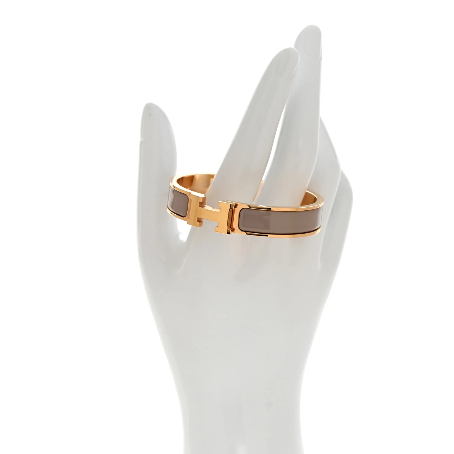 Enamel Narrow Clic Clac H Bracelet PM Marron Glace - Image 2