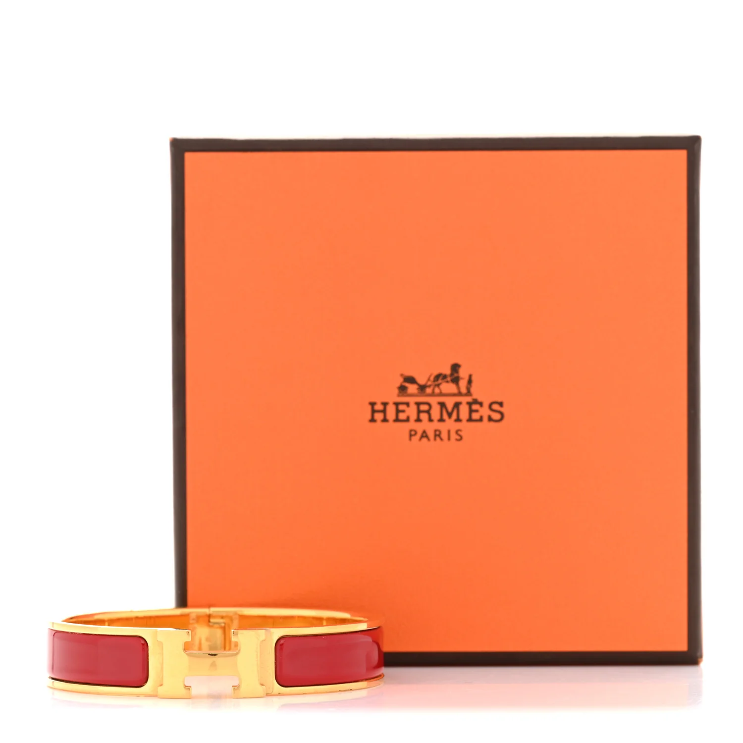 Enamel Narrow Clic Clac H Bracelet PM Rouge Vif - Image 5