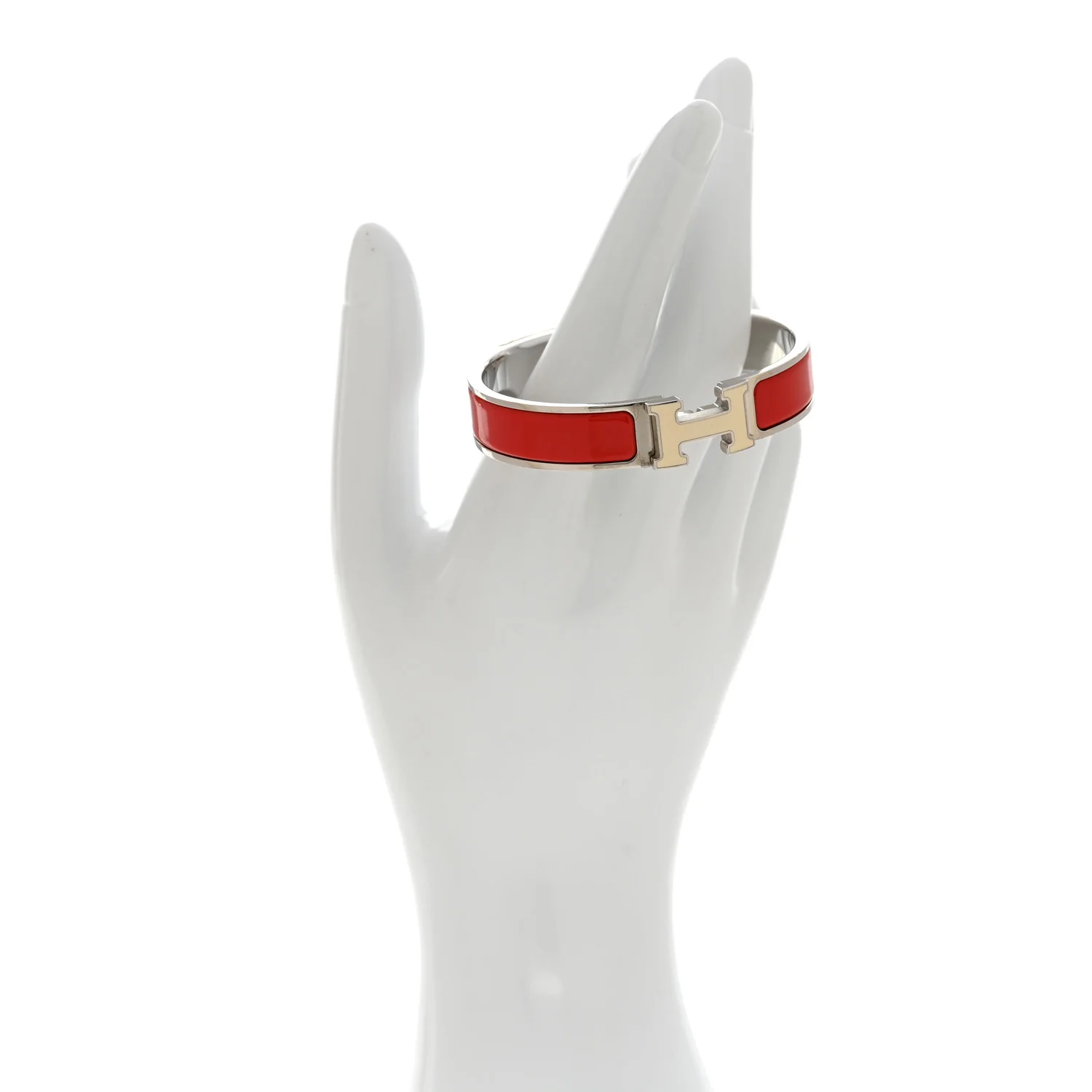Enamel Narrow Clic Clac H Bracelet PM Rouge Vif White - Image 2