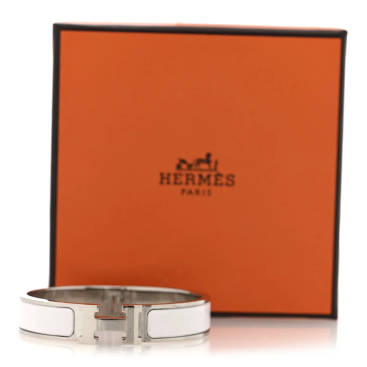 Enamel Narrow Clic Clac H Bracelet PM White - Image 5