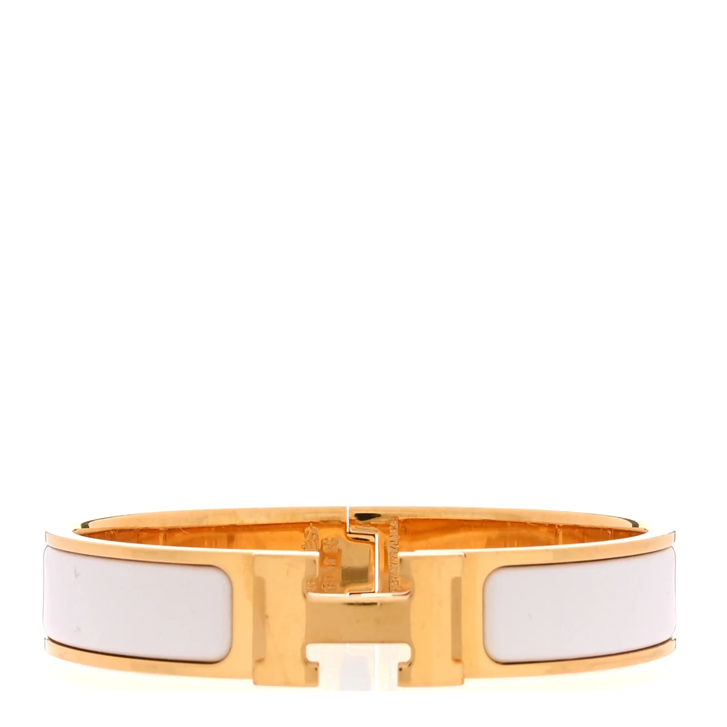 Enamel Narrow Clic Clac H Bracelet PM White