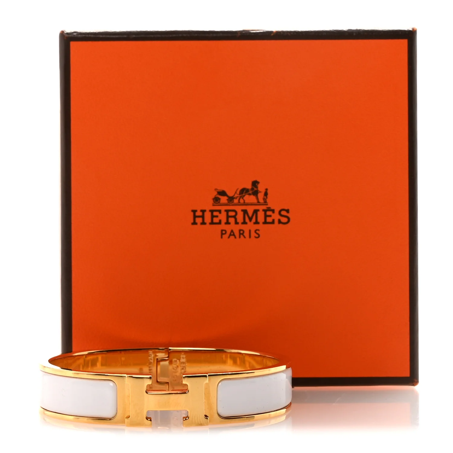 Enamel Narrow Clic Clac H Bracelet PM White - Image 5