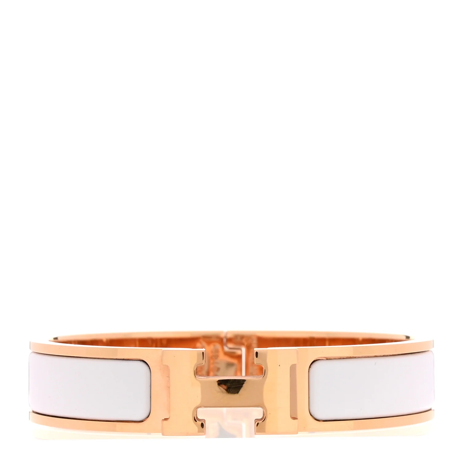 Enamel Narrow Clic Clac H Bracelet PM White