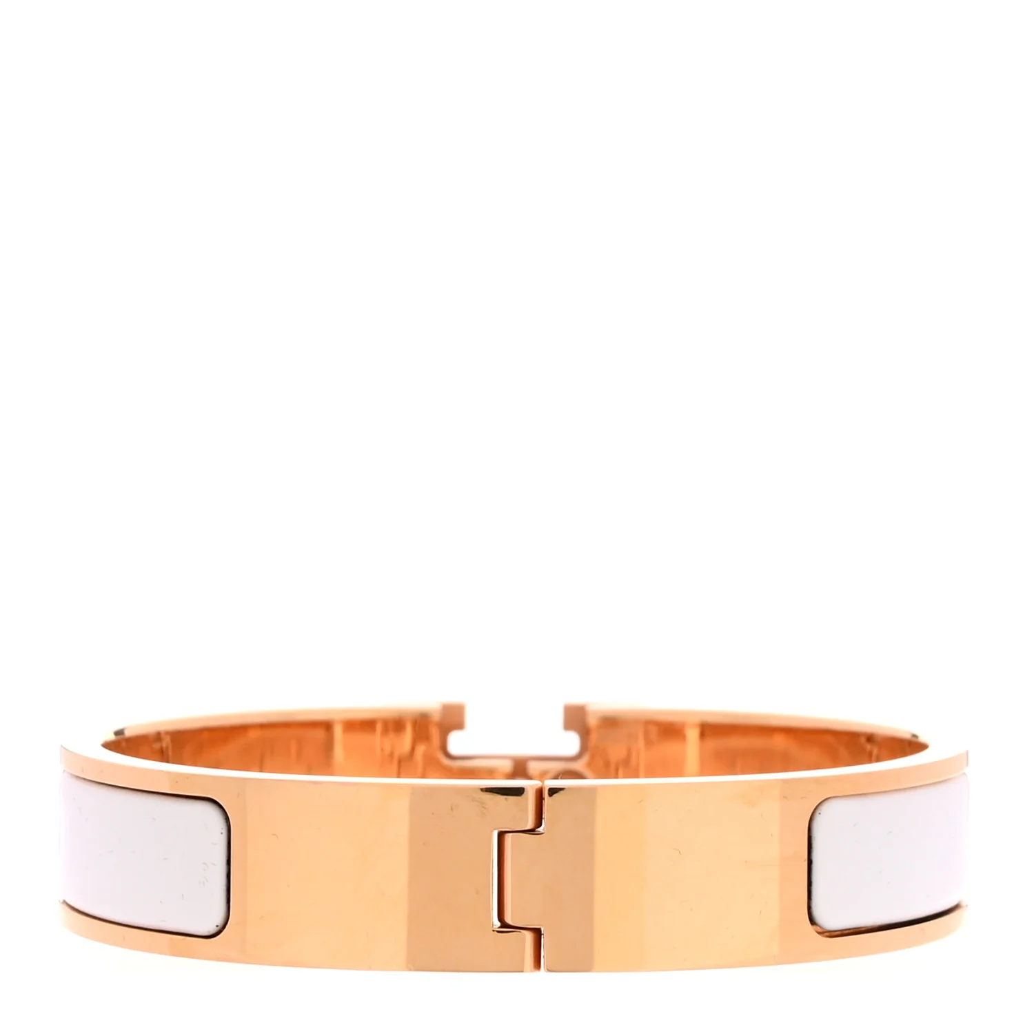 Enamel Narrow Clic Clac H Bracelet PM White - Image 2