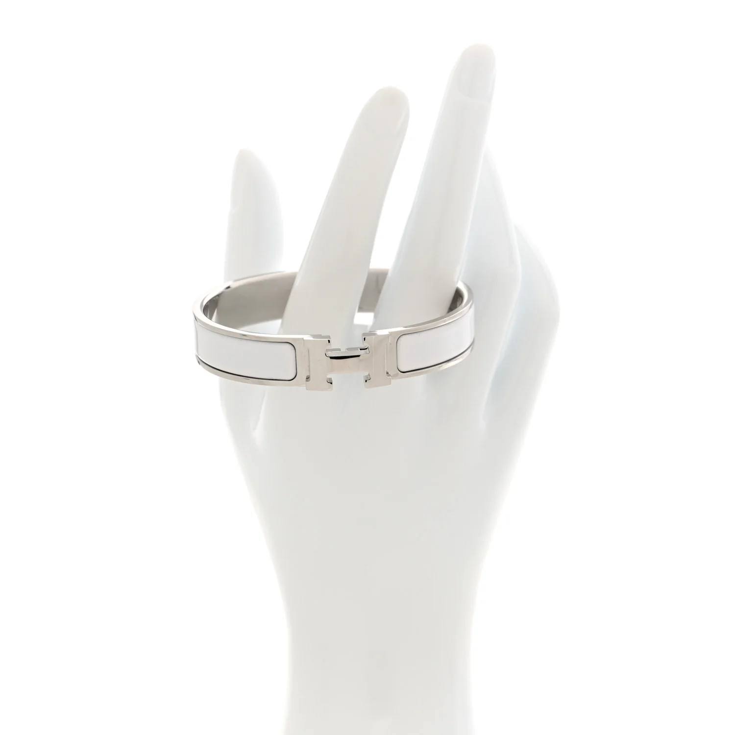 Enamel Narrow Clic Clac H Bracelet White - Image 2