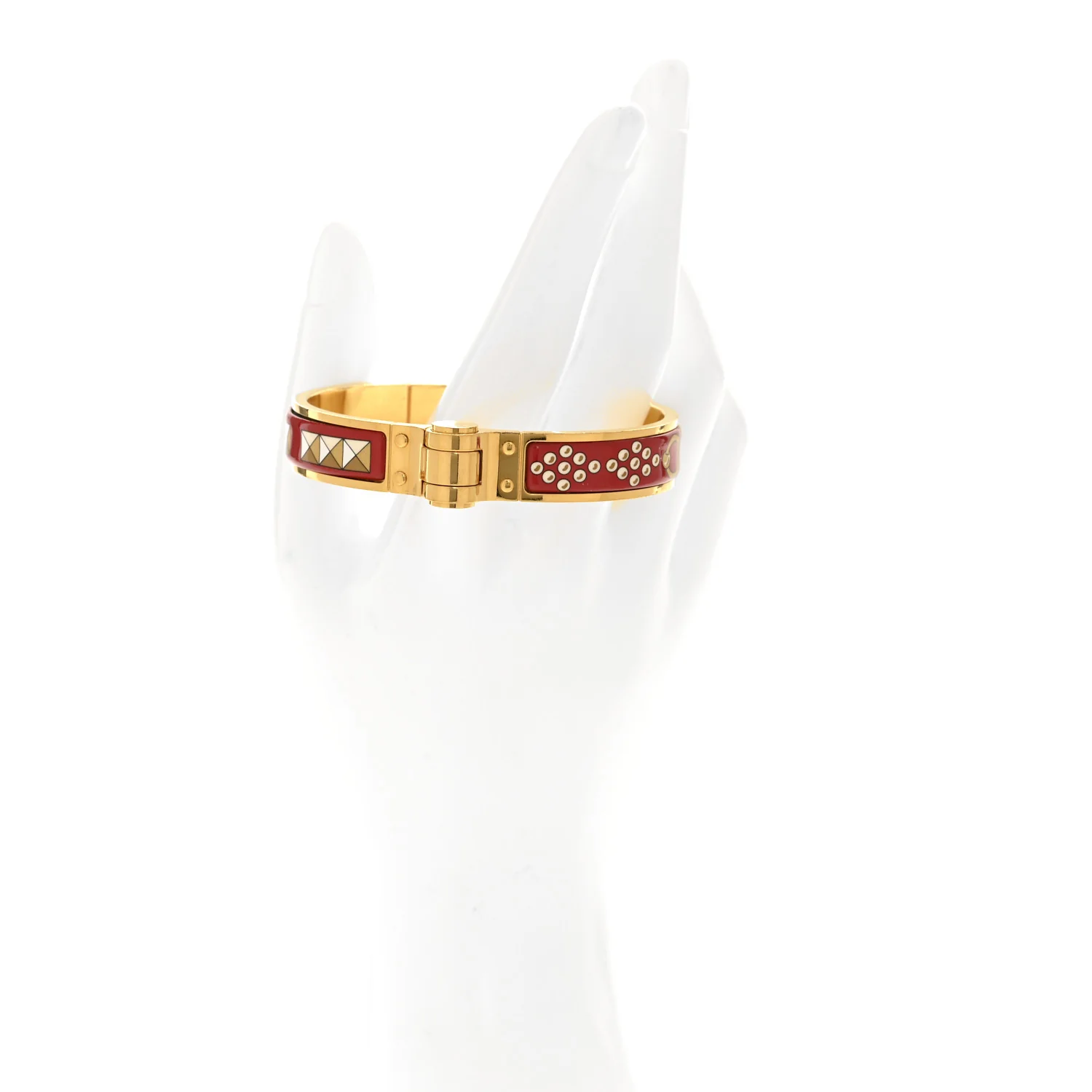 Enamel Printed Narrow Colliers De Chiens Hinged Bracelet M La Vie En Rouge - Image 2