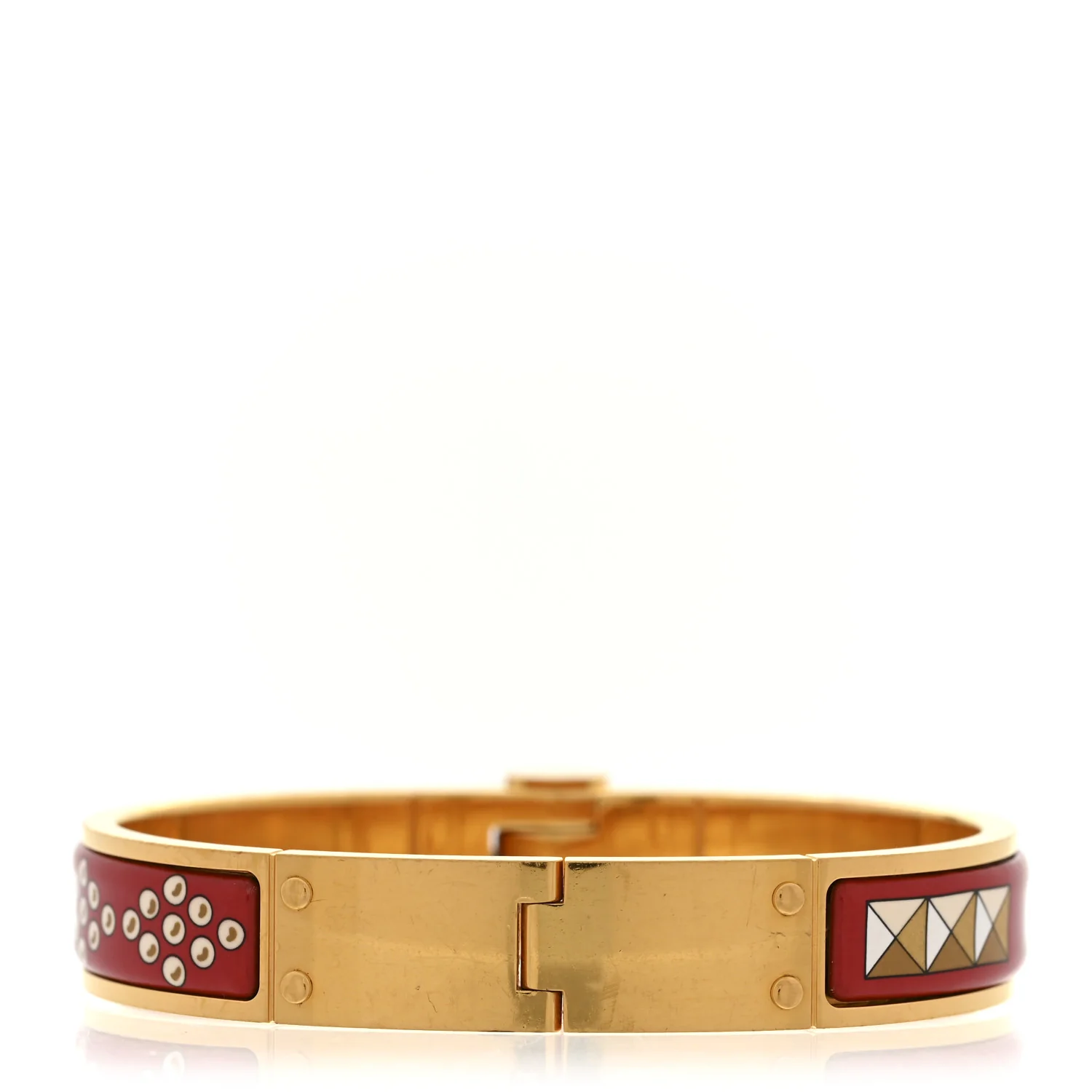 Enamel Printed Narrow Colliers De Chiens Hinged Bracelet M La Vie En Rouge - Image 3