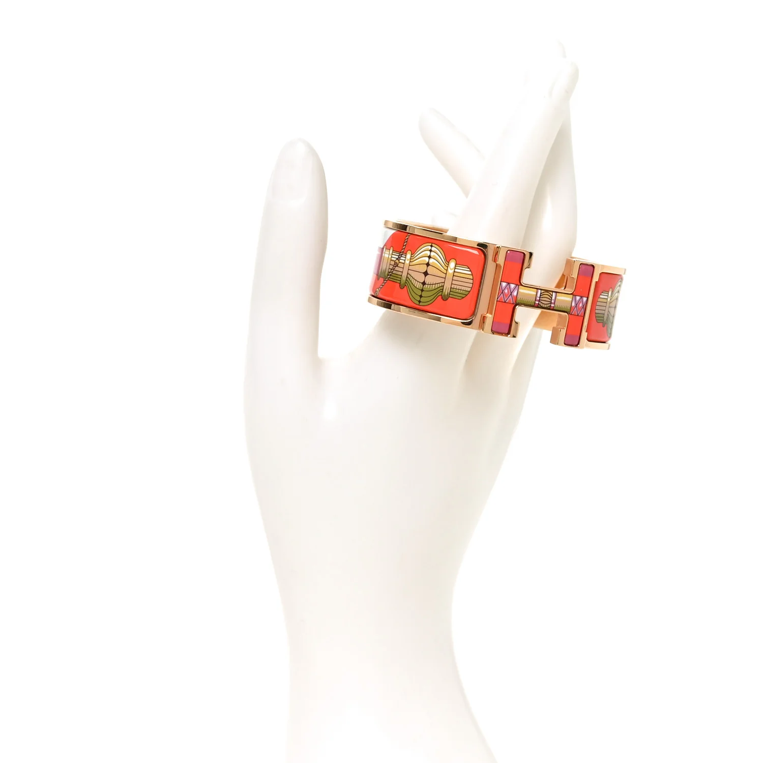 Enamel Printed Wide Cliquetis Click Clac H Bracelet PM Ultra Pink - Image 2