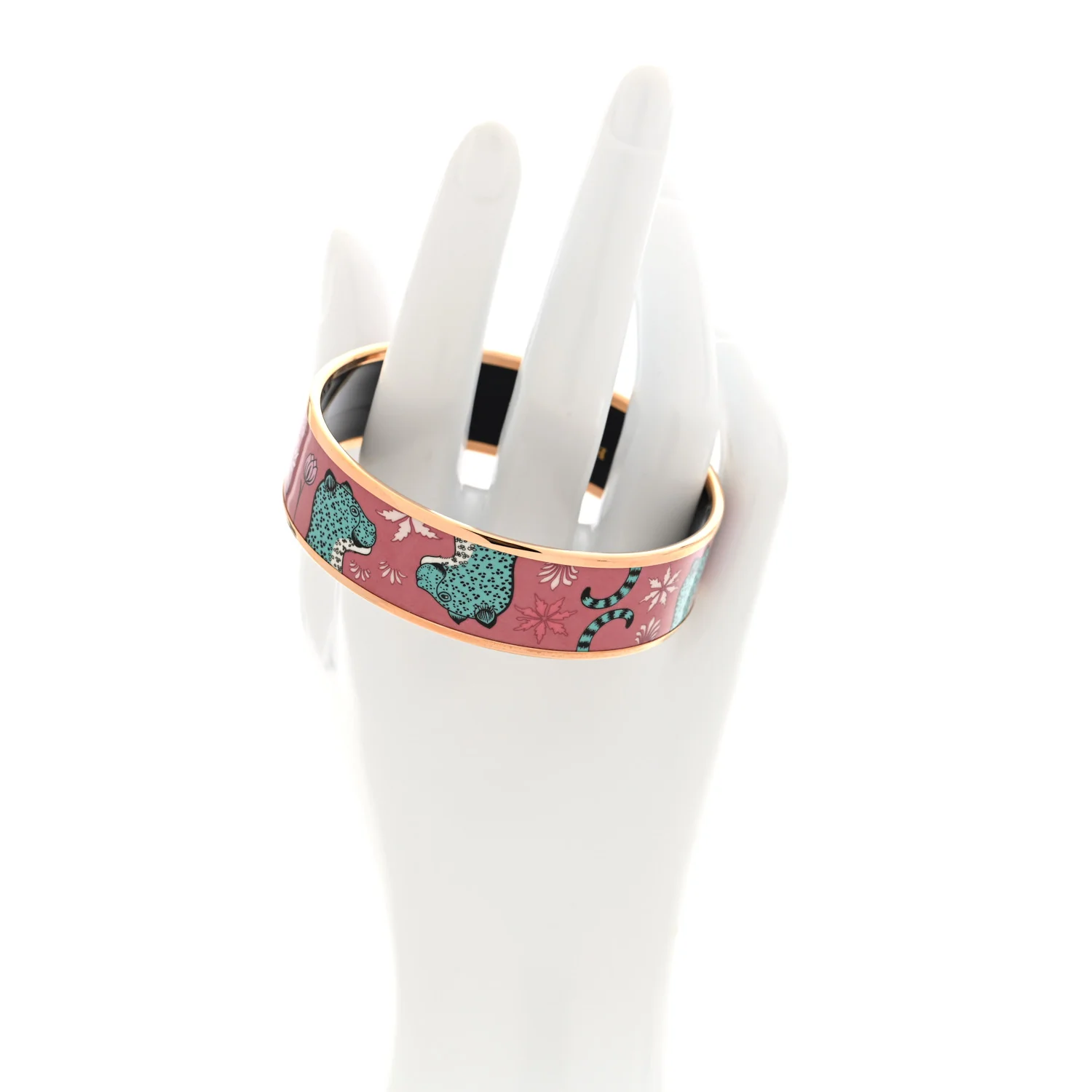 Enamel Printed Wide Les Léopards Bracelet 65 Rose Couture - Image 2
