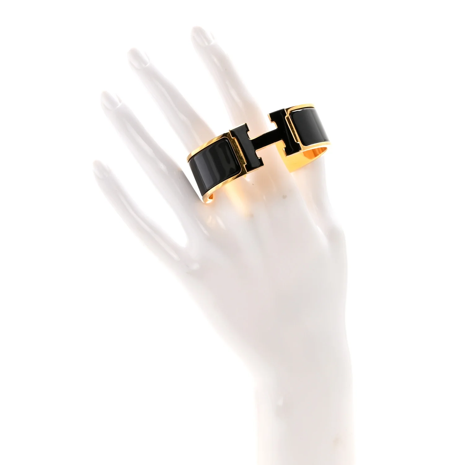 Enamel Wide Clic Clac H Bracelet PM Black - Image 2