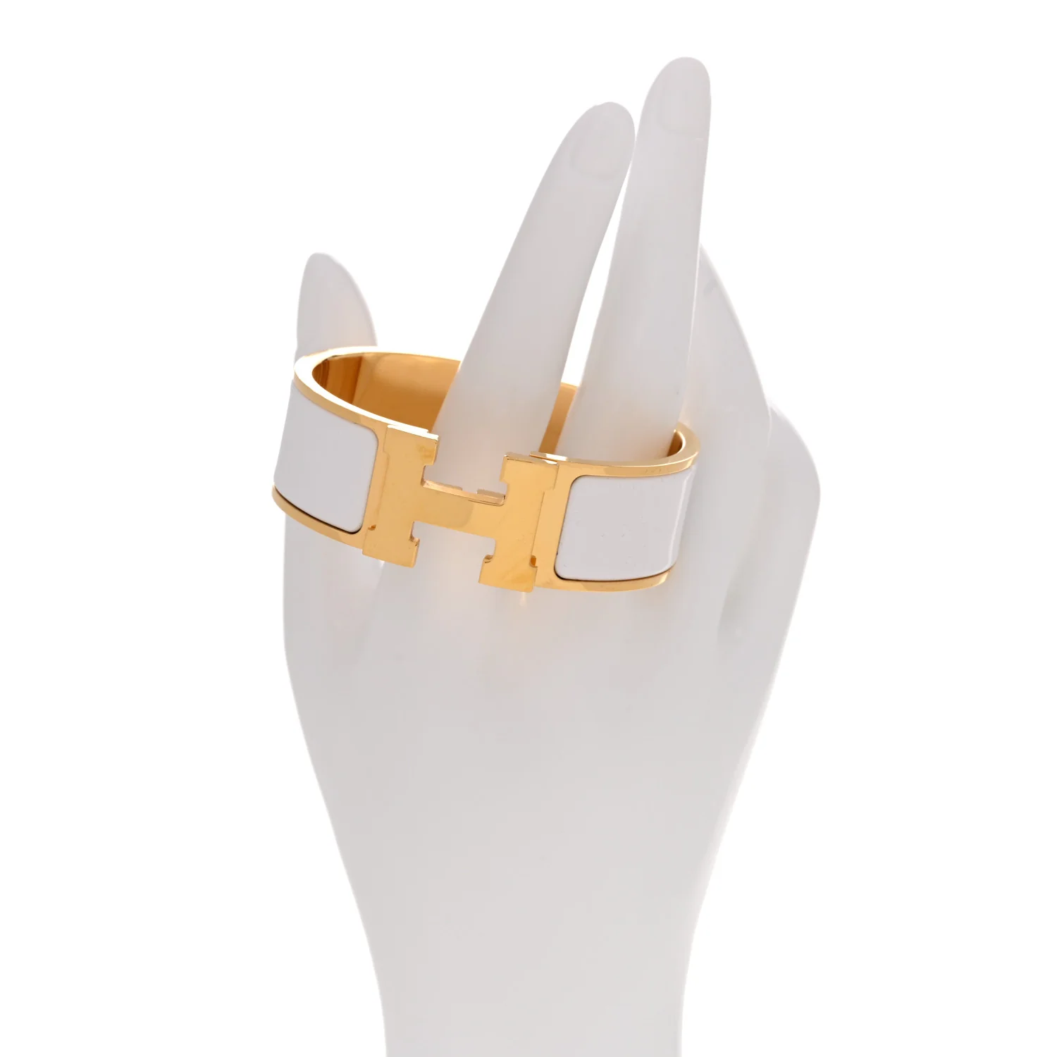 Enamel Wide Clic Clac H Bracelet PM White - Image 2