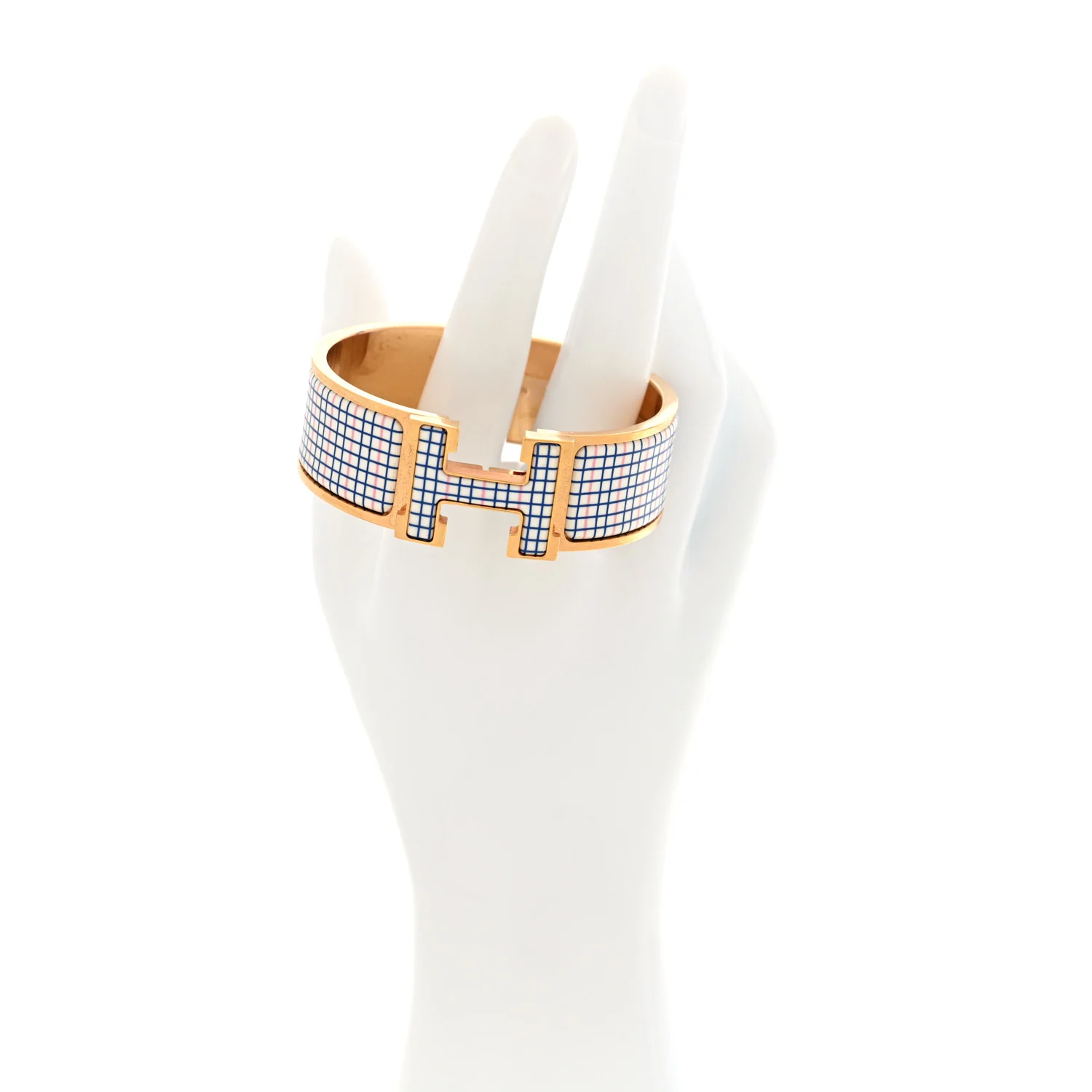 Enamel Wide Clic Clac H Tartan Bracelet PM Pink Delirium - Image 2