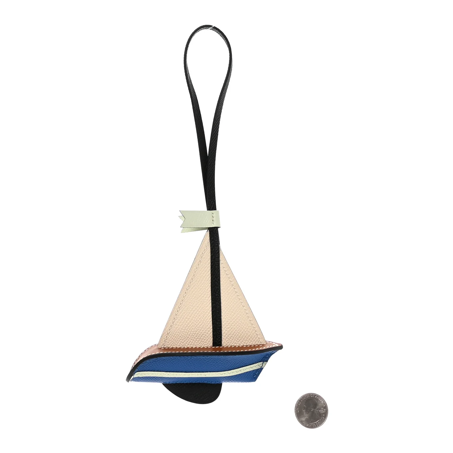 Epsom Sail Boat Bag Charm Nata Blue France Black - Image 2