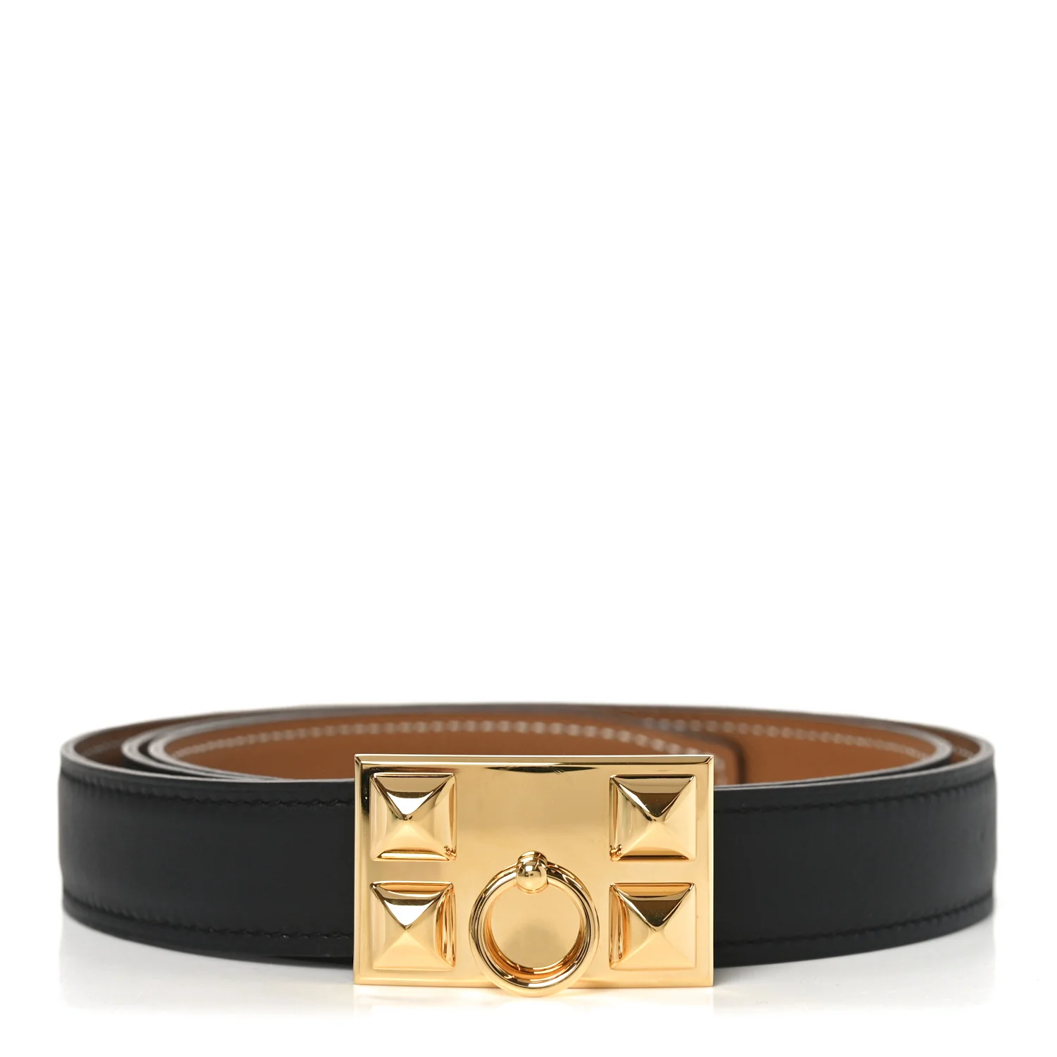 Epsom Swift 24mm Collier De Chien CDC Belt 90/36 Black Gold