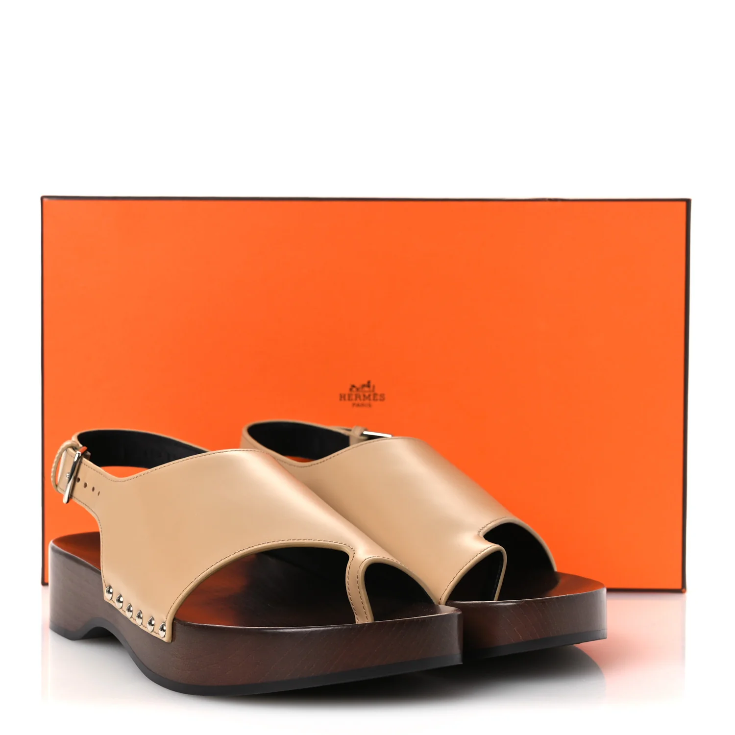 Glazed Calfskin Womens Klay Clog 40 Beige Naturel - Image 11
