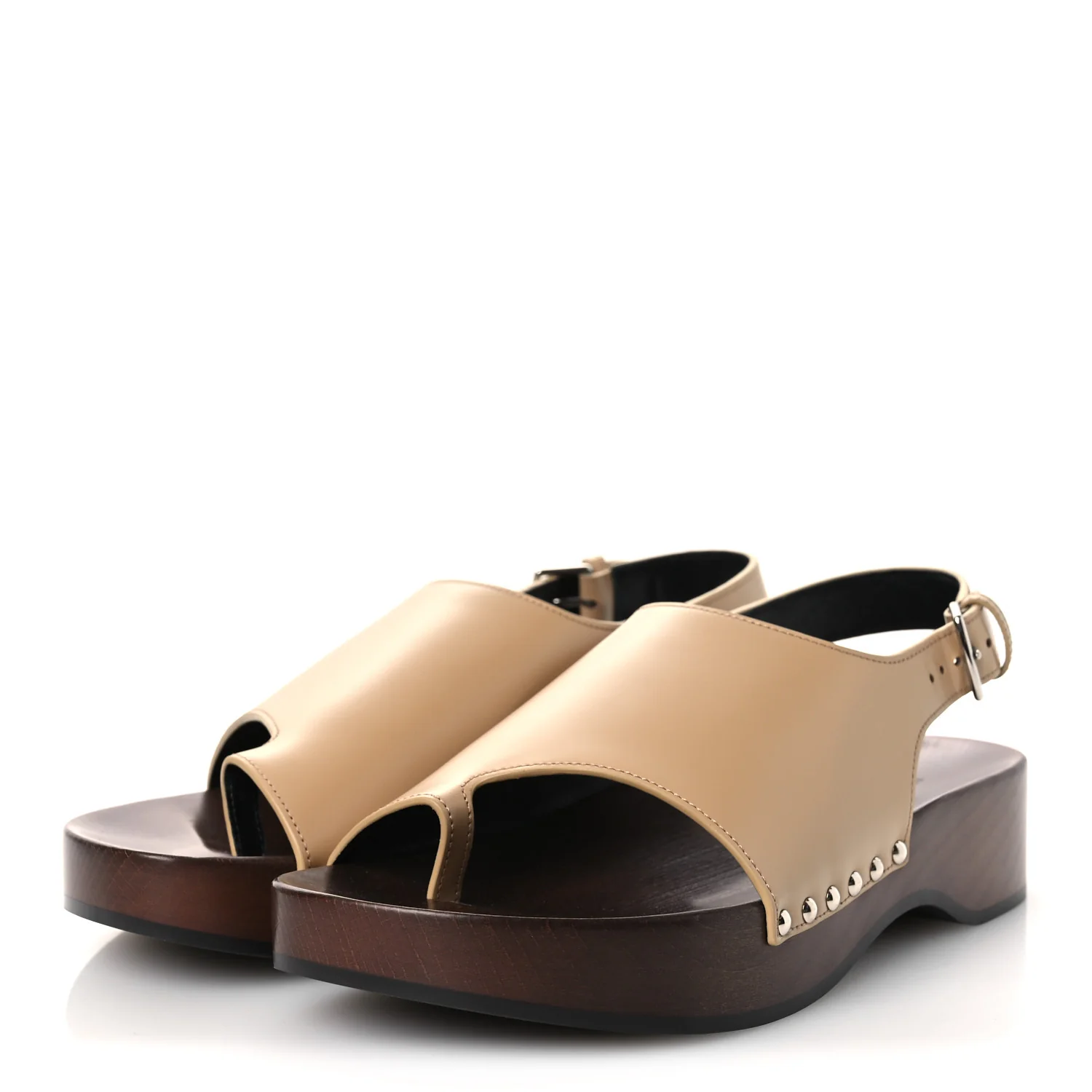 Glazed Calfskin Womens Klay Clog 40 Beige Naturel - Image 4