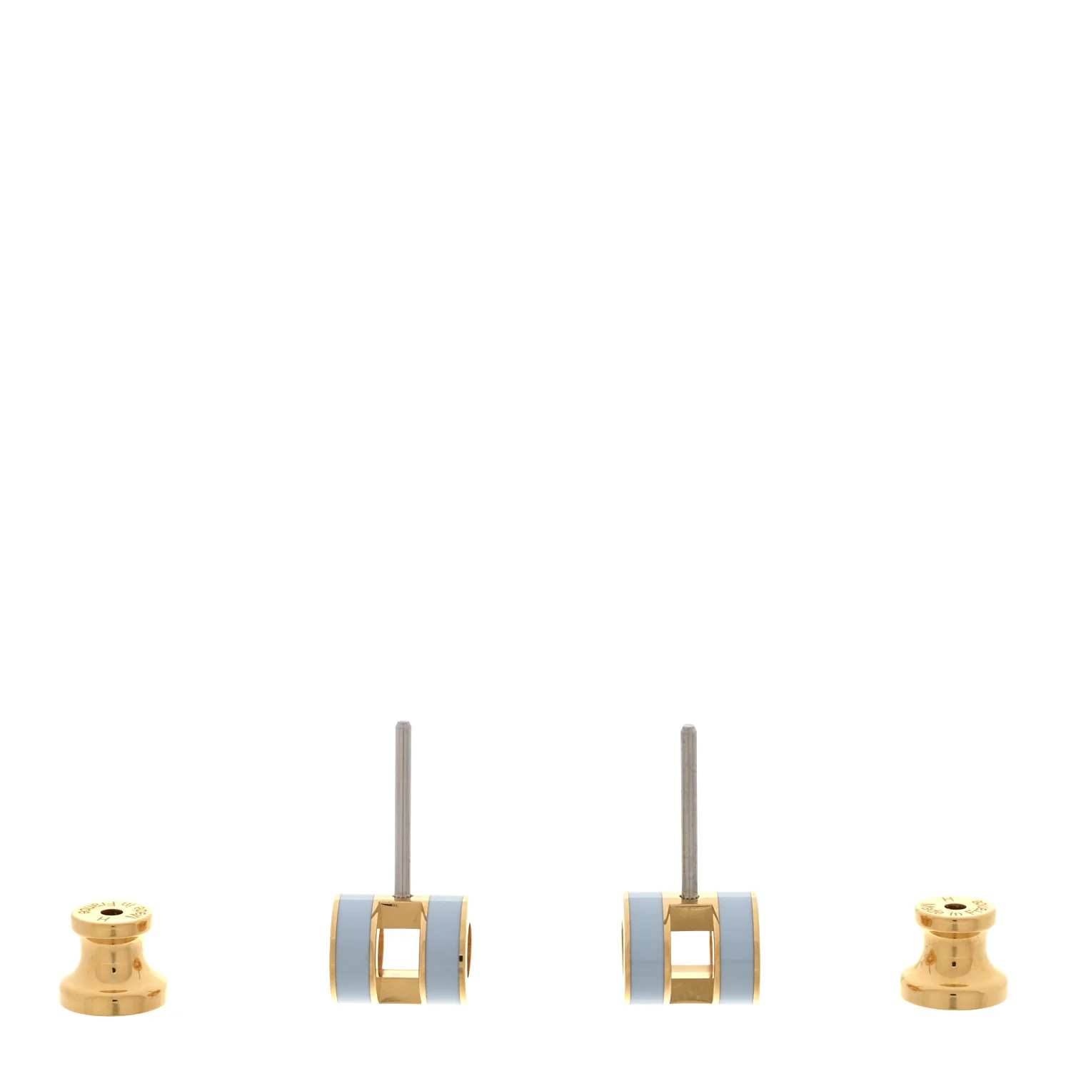 Gold Lacquered Mini Pop H Earrings Bleu Lin - Image 3