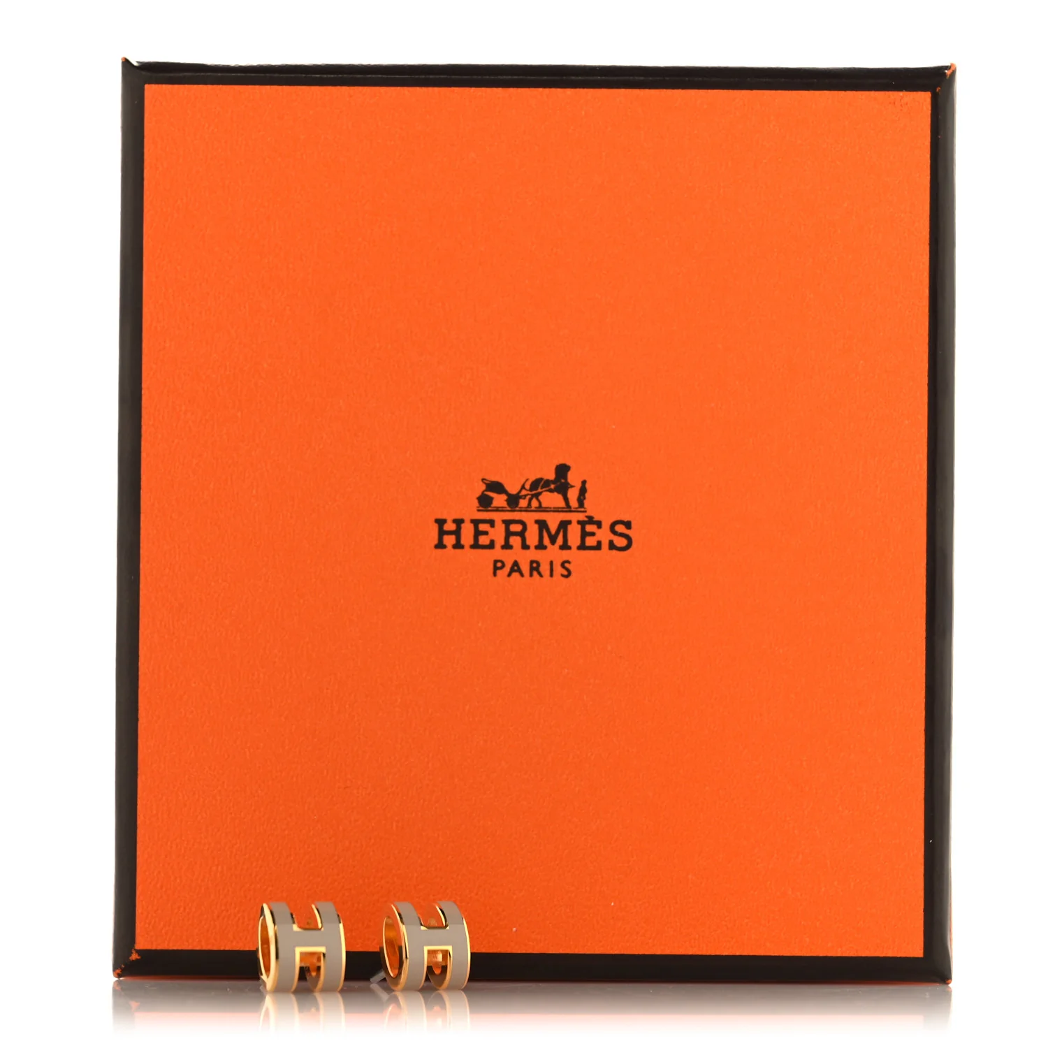 Gold Lacquered Mini Pop H Earrings Marron Glace - Image 5