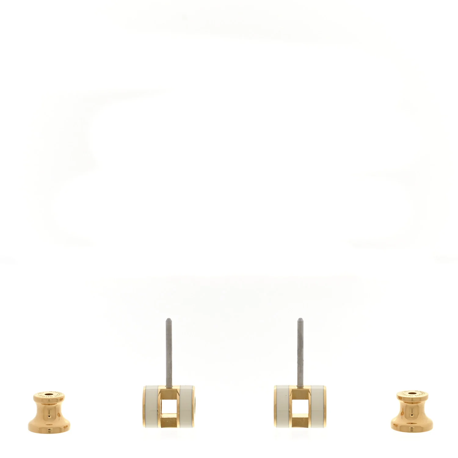Gold Lacquered Pop H Earrings White - Image 3