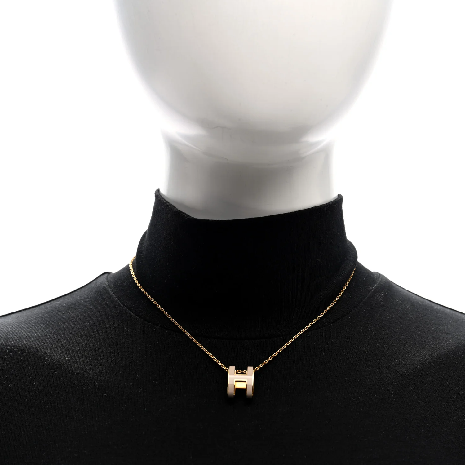 Lacquered Gold Pop H Pendant Necklace Marron Glace - Image 2