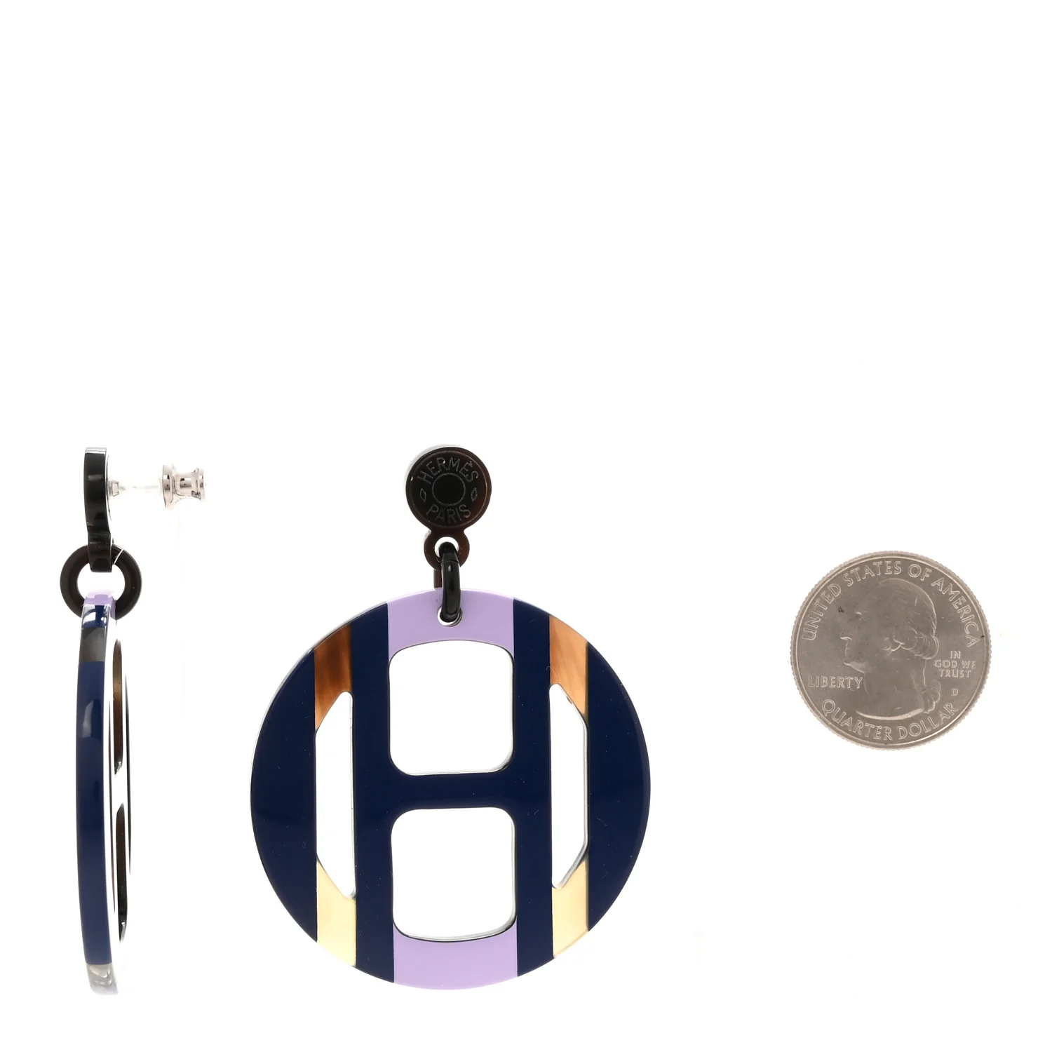 Lacquered Horn H Equipe Earrings Lilas - Image 2